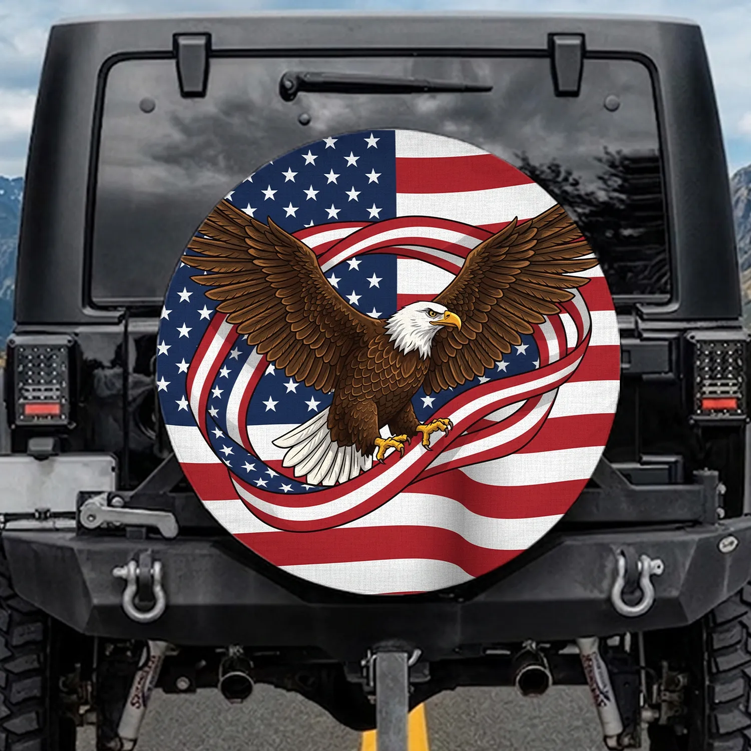 Bald Eagle American Flag - Independence Day Gift for Veterans Spare Tire Cover - 1