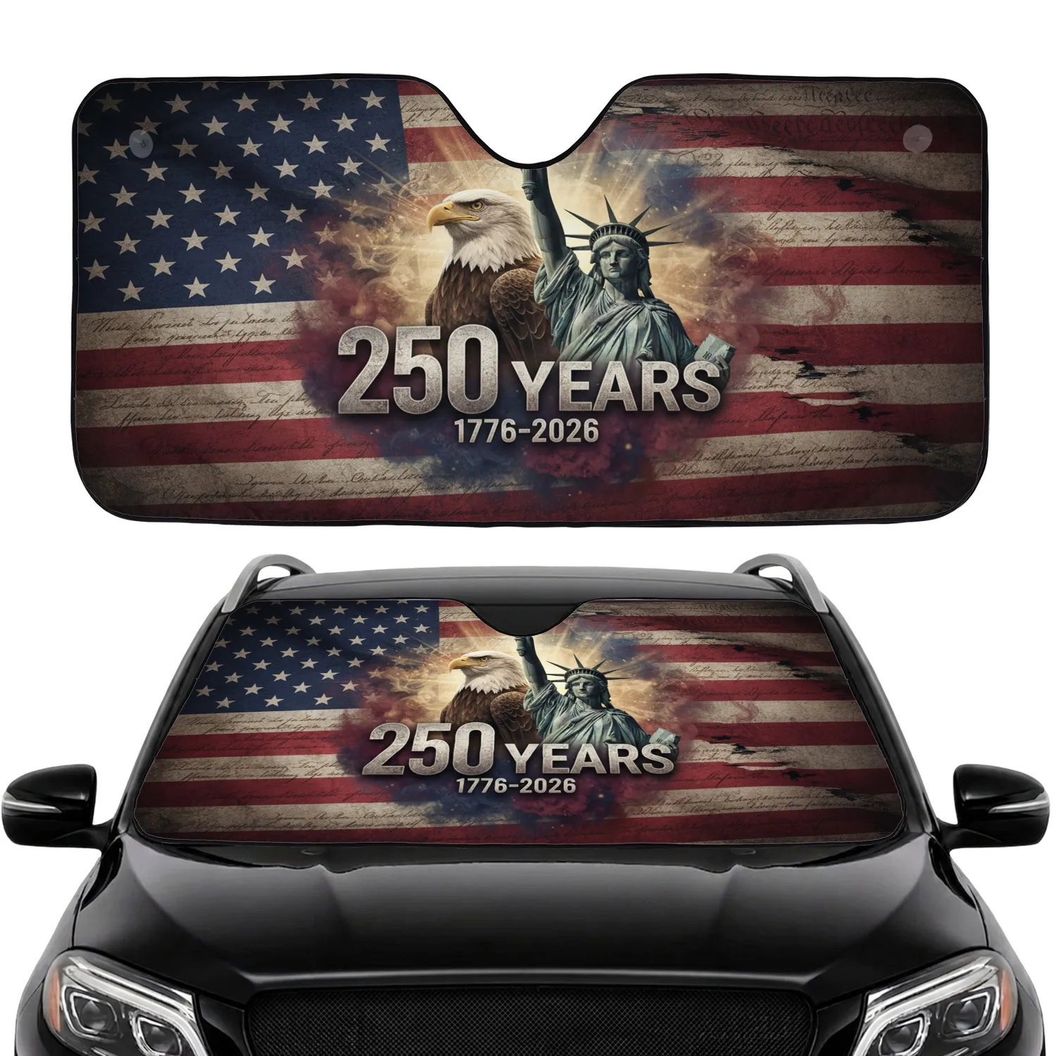 Bald Eagle Statue of Liberty American Flag 250 Years - USA 250th Anniversary Car Interior Upgrade Car Sunshade - 1