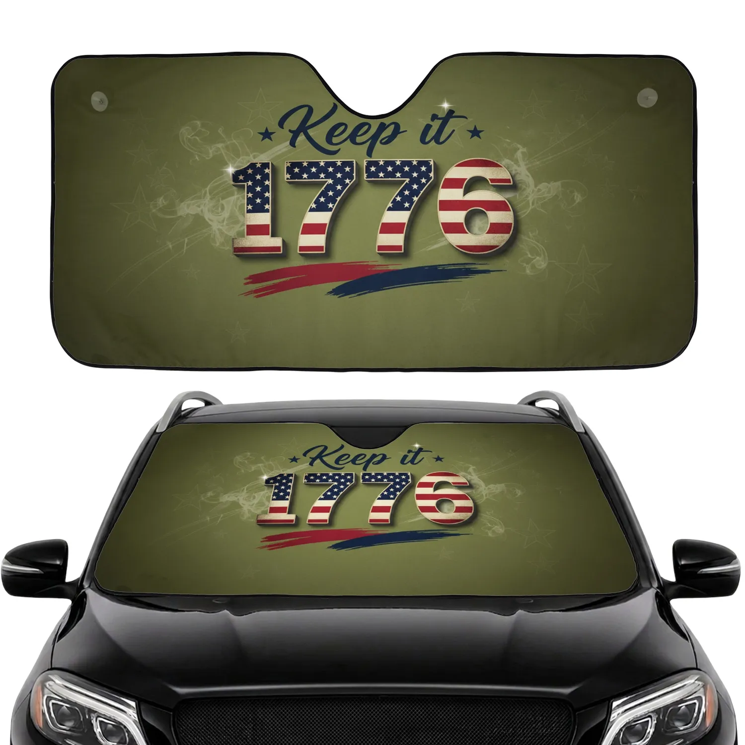 Patriotic Keep it 1776 American Flag - Car Interior Upgrade Car Sunshade - 1