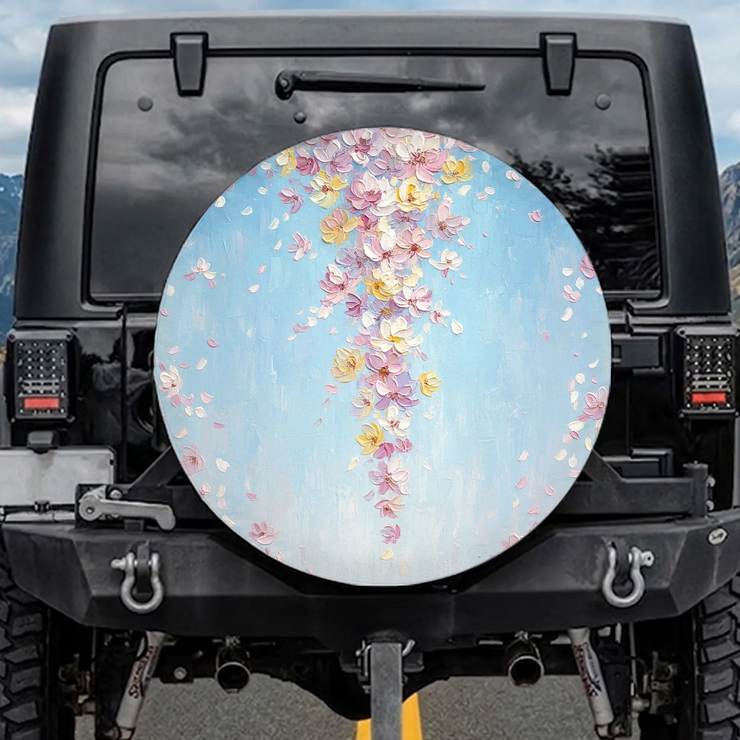 Flowing Cascading Petal Blossom Flowers - Home Decor Gift Spare Tire Cover - 1