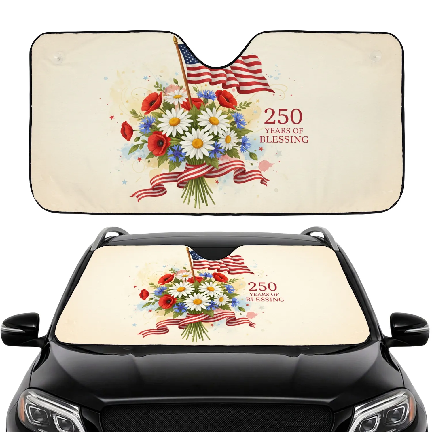 Patriotic Flowers American Flag Bouquet - 250 Years of Blessing Car Interior Upgrade Car Sunshade - 1