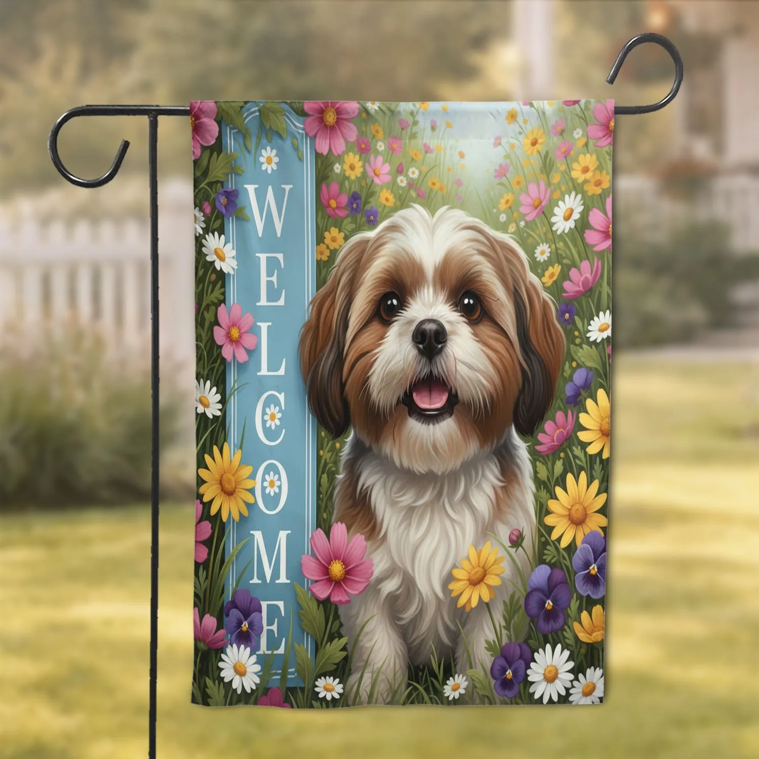 Shih Tzu Dog Wildflower Garden Welcome - Home Decor Gift for Dog Lover Garden Flag - 1
