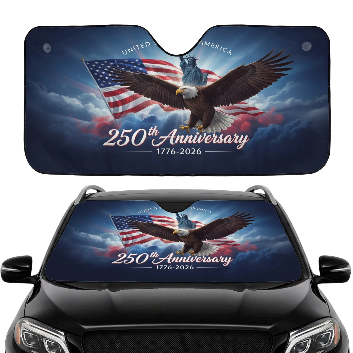 USA 250th Anniversary Eagle Flag Statue of Liberty - Car Interior Upgrade Car Sunshade - 1