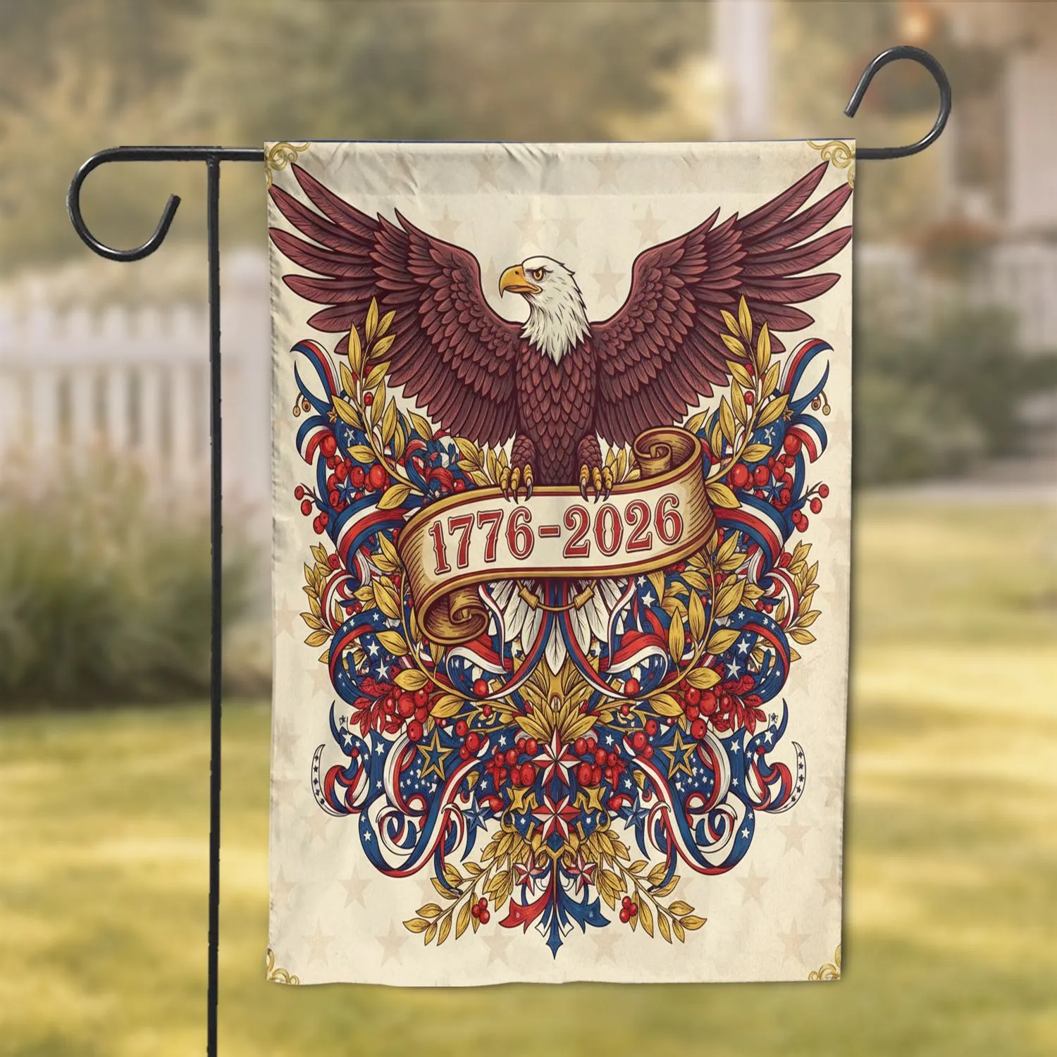 Bald Eagle American Flag 1776-2026 - USA 250th Anniversary Independence Day Gift for Veterans Garden Flag - 1