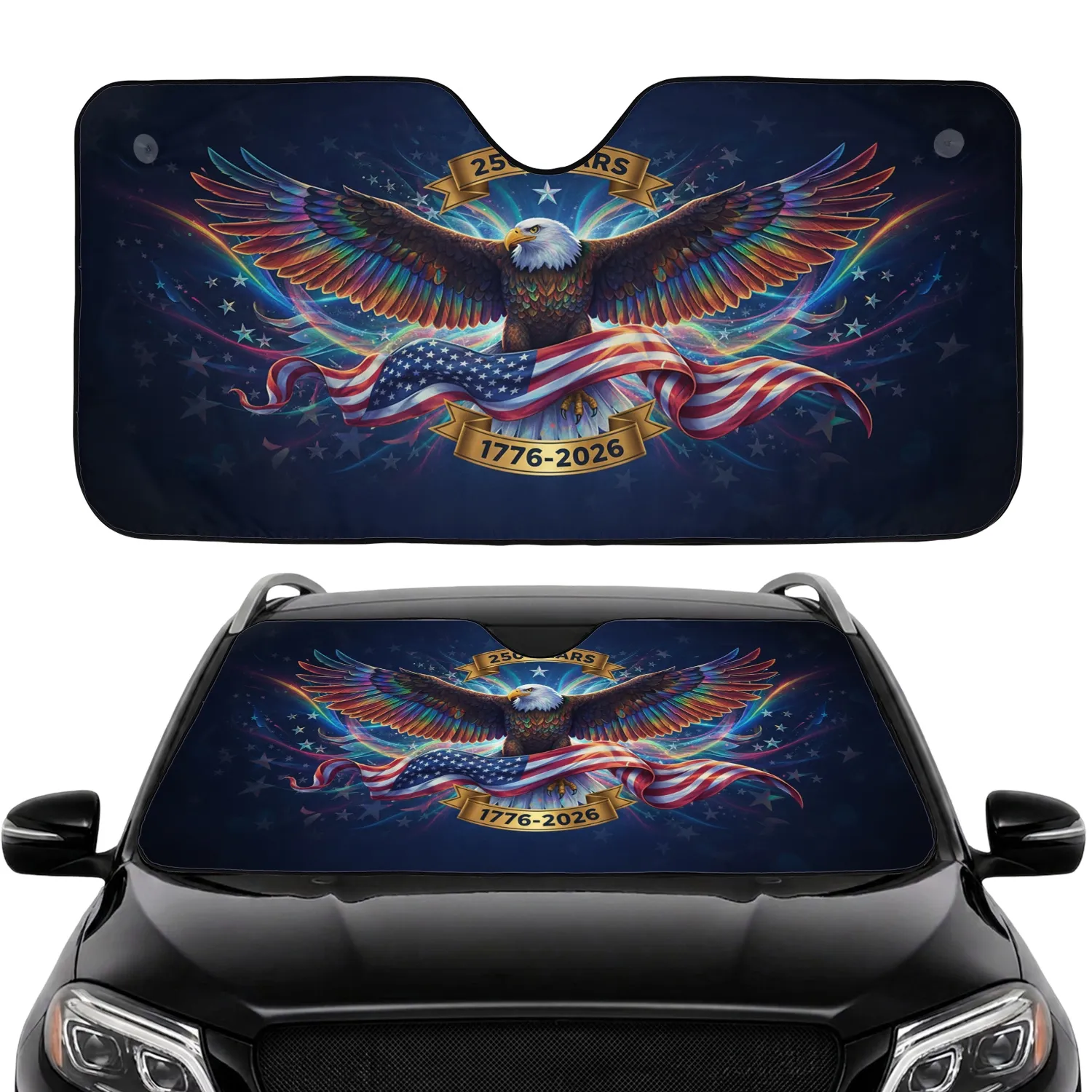 Bald Eagle American Flag 1776-2026 - USA 250th Anniversary Independence Day Gift for Dad Car Sunshade - 1