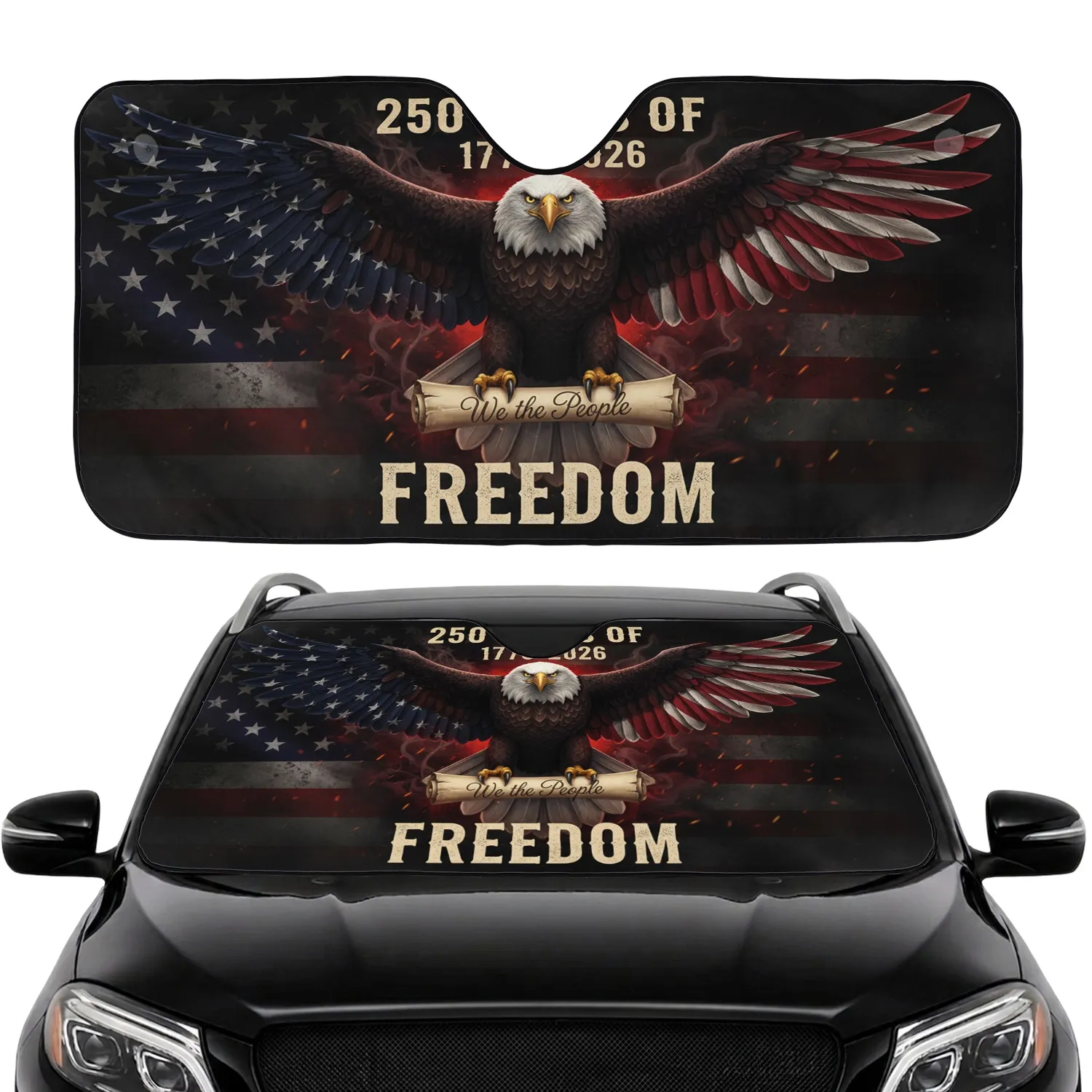 Bald Eagle American Flag We the People 1776-2026 - 250 Years of Freedom Car Interior Upgrade Car Sunshade - 1