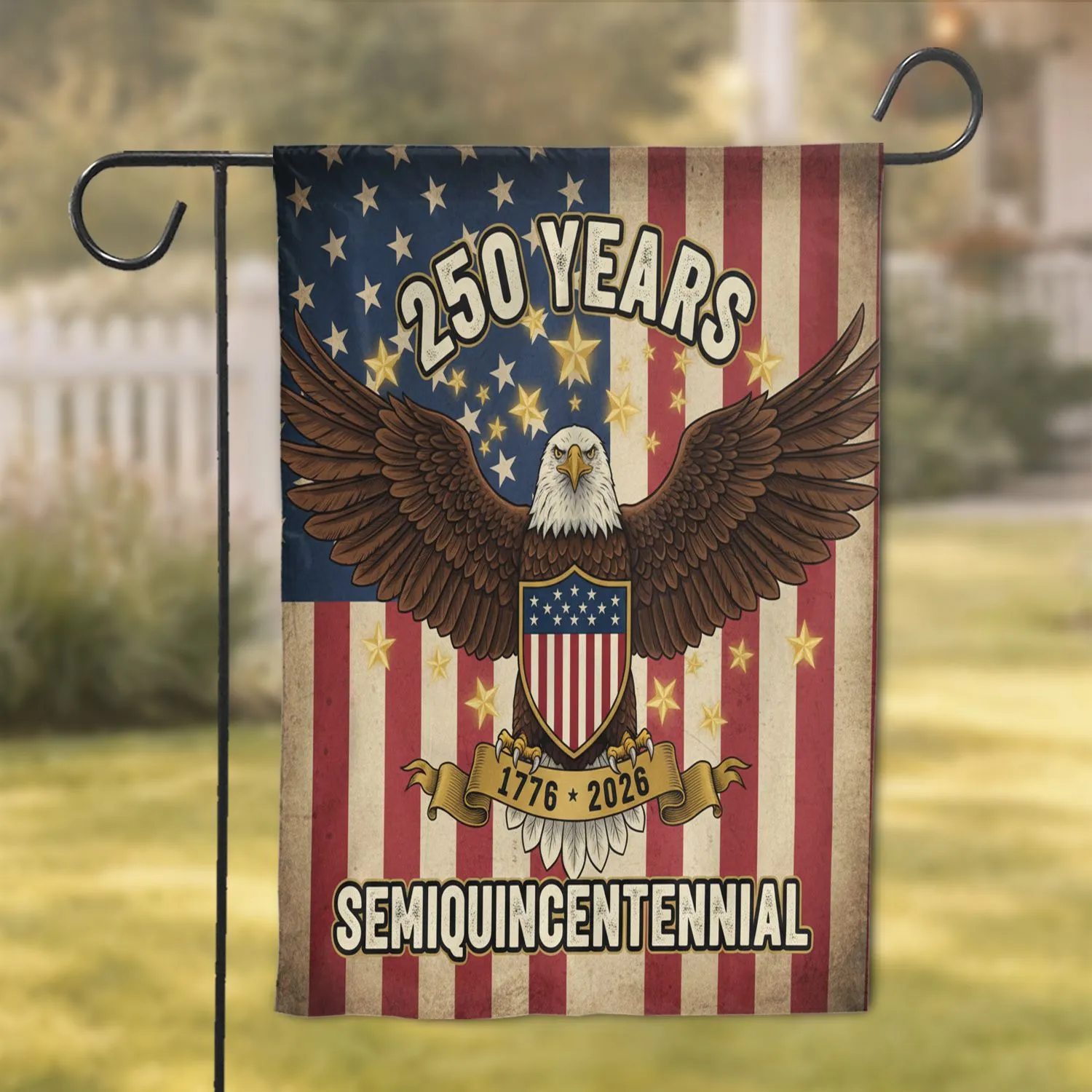 Bald Eagle American Flag 250 Years 1776-2026 - Independence Day Garden Flag - 1