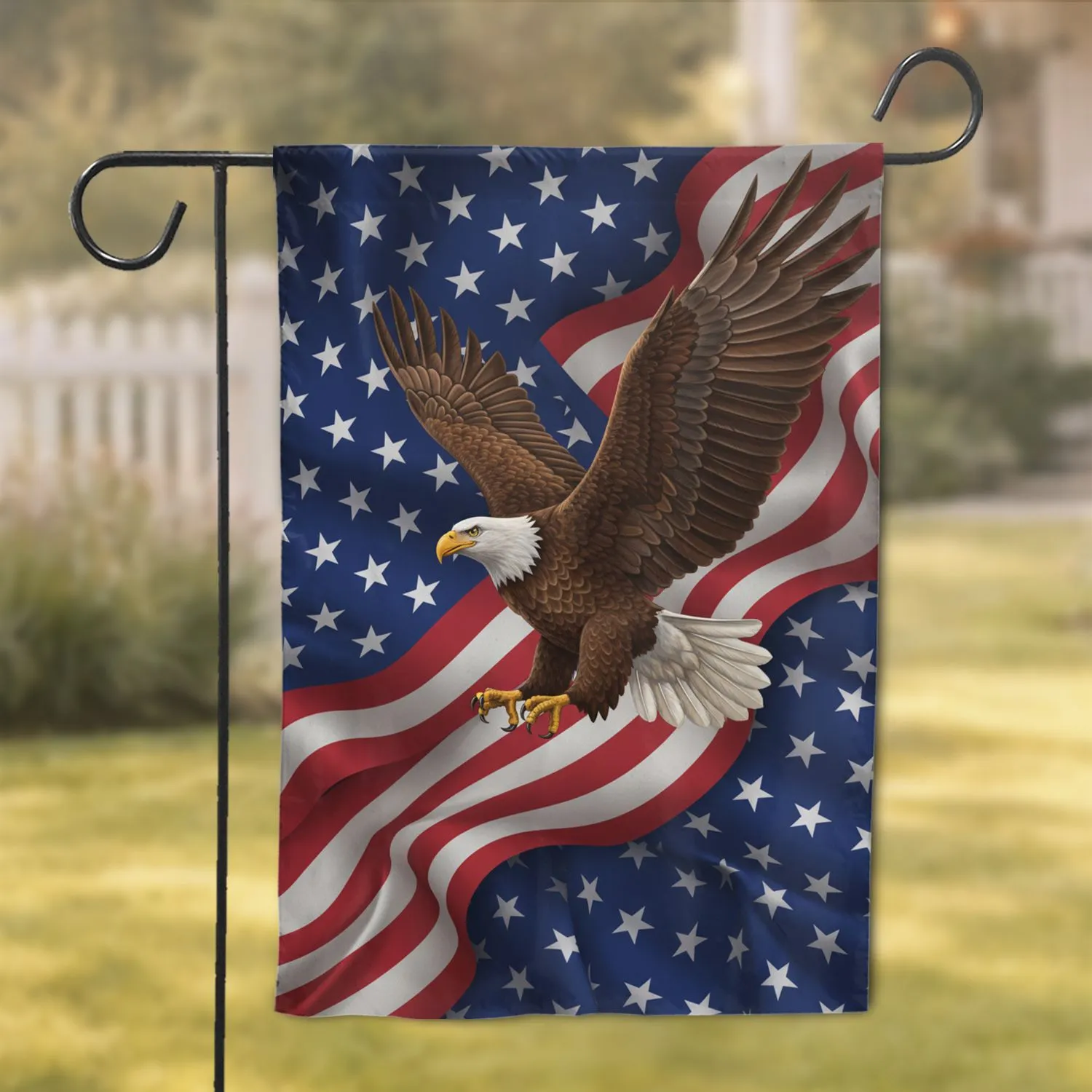 Bald Eagle American Flag - Independence Day Home Decor Gift for Wildlife Lovers Garden Flag - 1