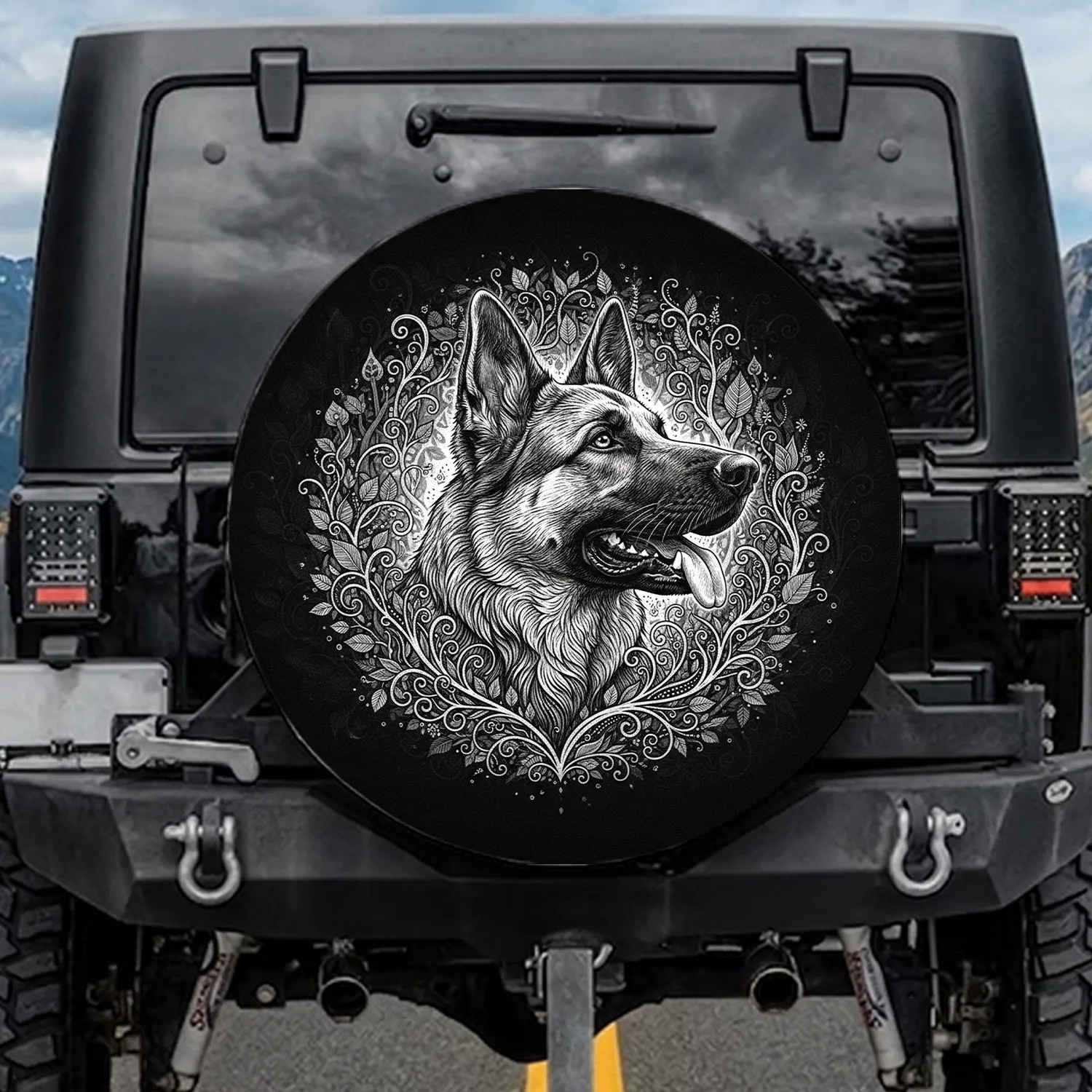 Majestic German Shepherd Wilderness Forest - Outdoor Adventure Gift for Dog Owners Spare Tire Cover - 1