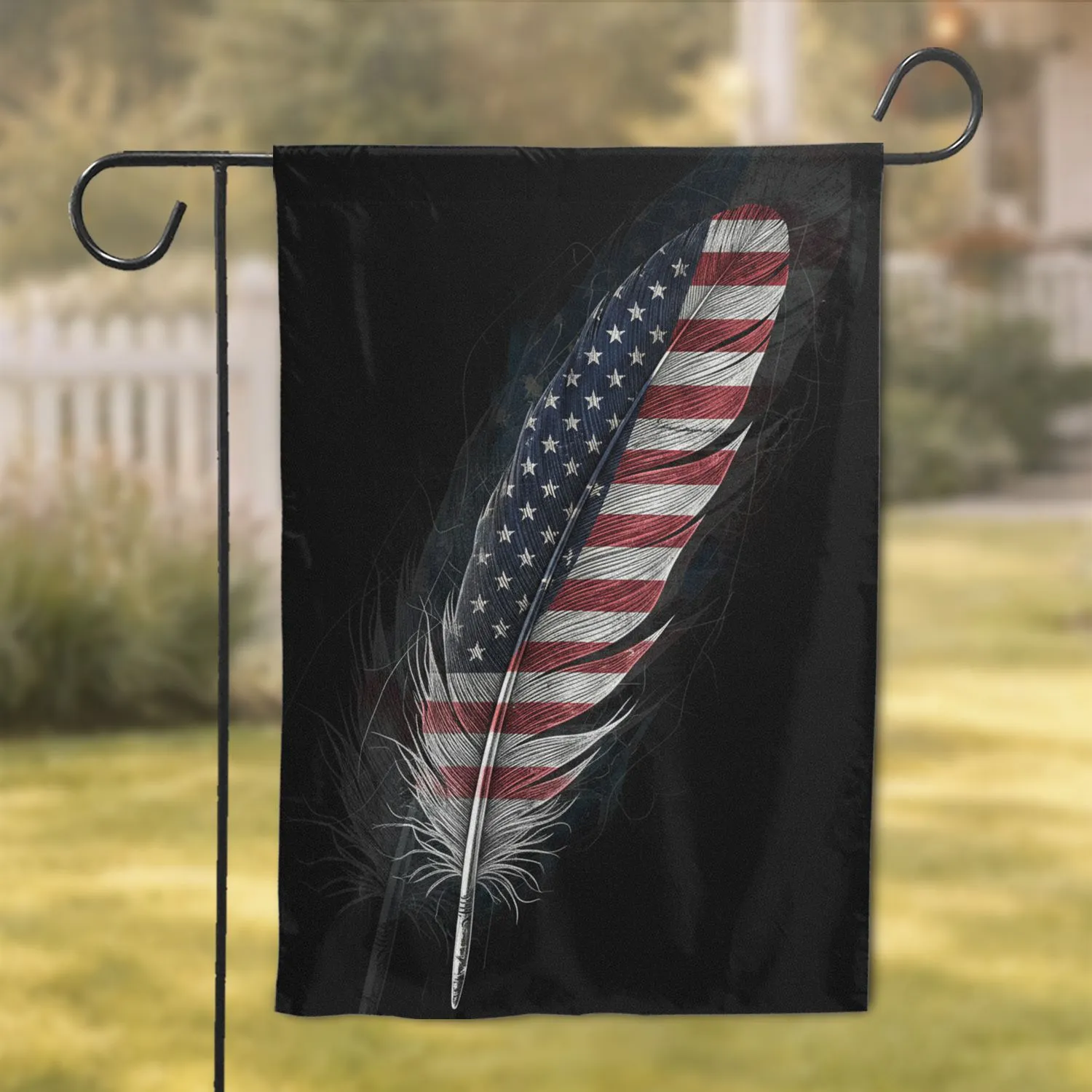 Distressed Patriotic American Flag Feather - Independence Day Home Decor Garden Flag - 1