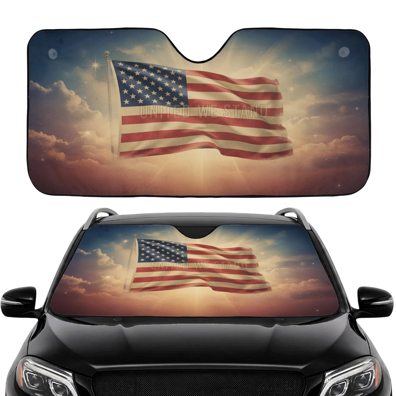 Majestic American Flag Sky - Independence Day Car Interior Upgrade for Veterans Car Sunshade - 1