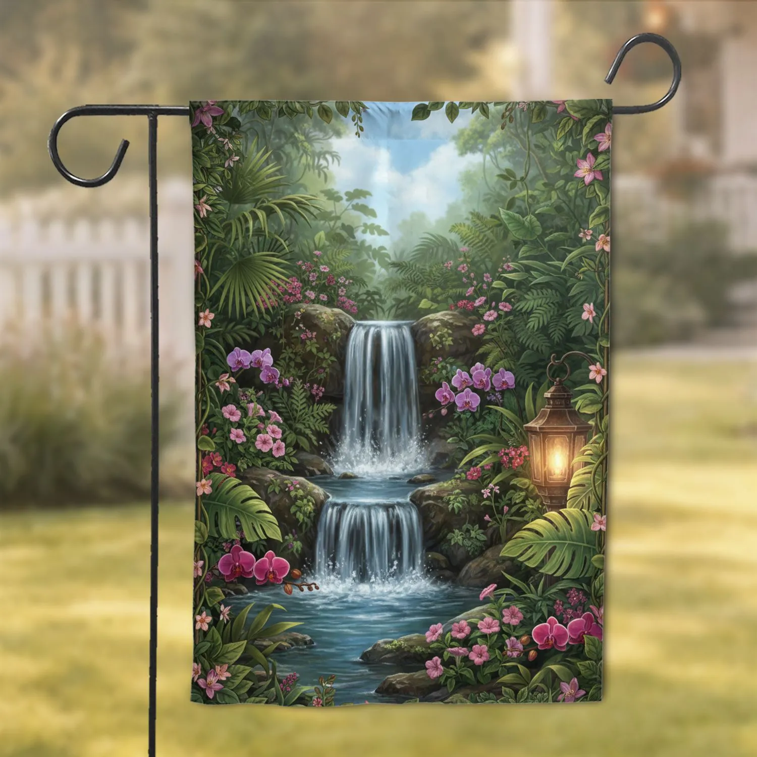 Tropical Waterfall Orchid Garden Lantern - Home Decor Gift Garden Flag - 1