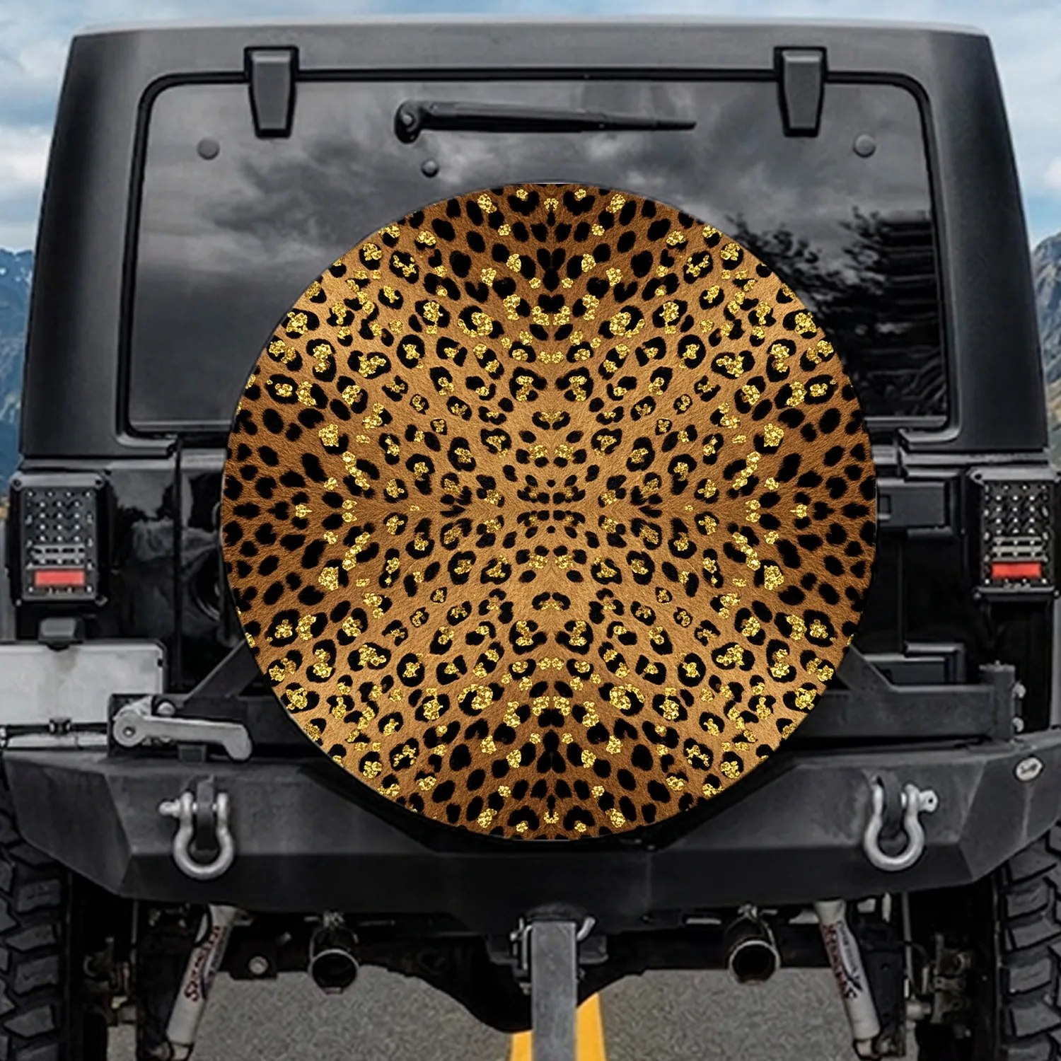 Glittering Leopard Print Travel Essentials - Fashionista Gift Spare Tire Cover - 1