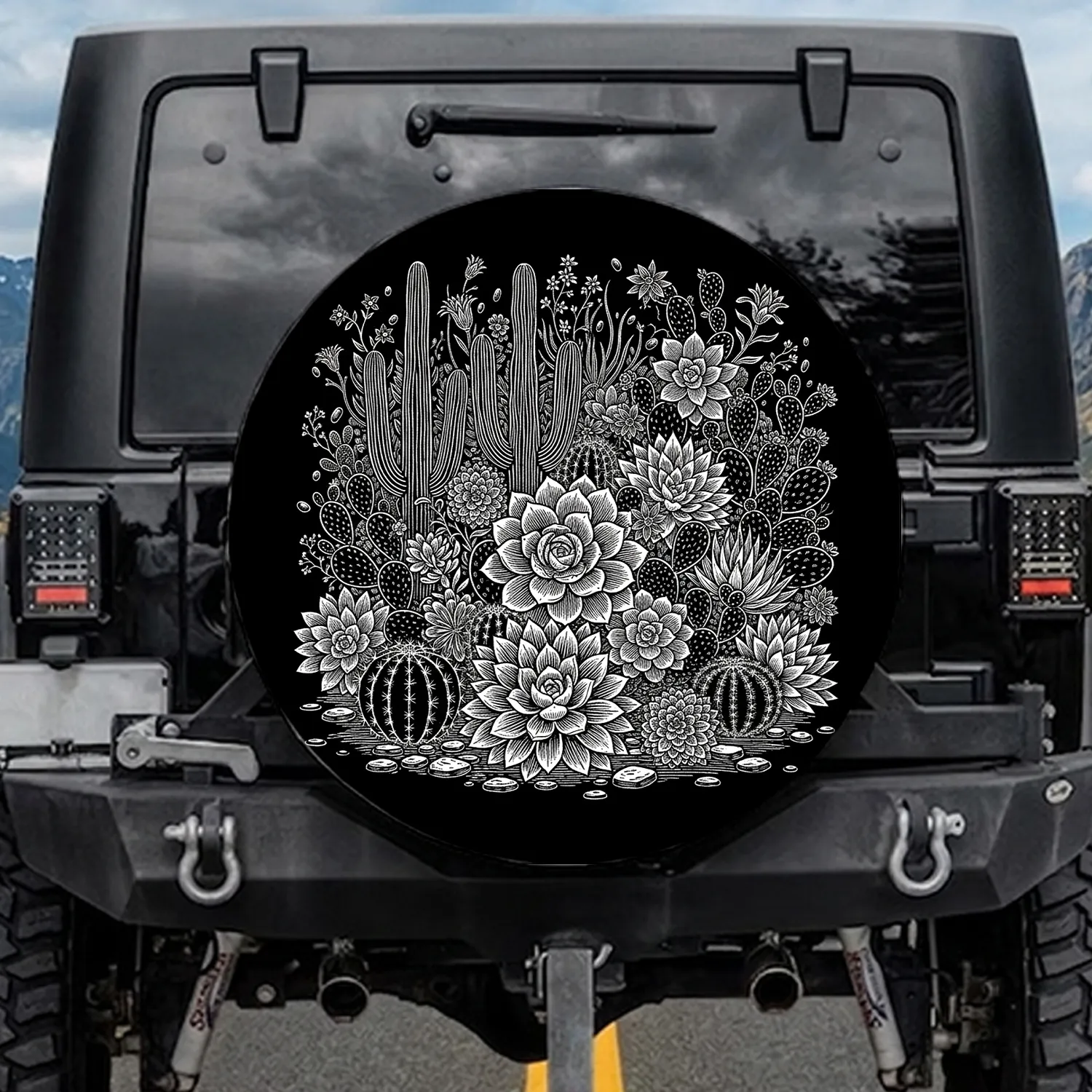 Desert Cacti Succulents Flowering Flora - Plant Lover Home Decor Gift Spare Tire Cover - 1