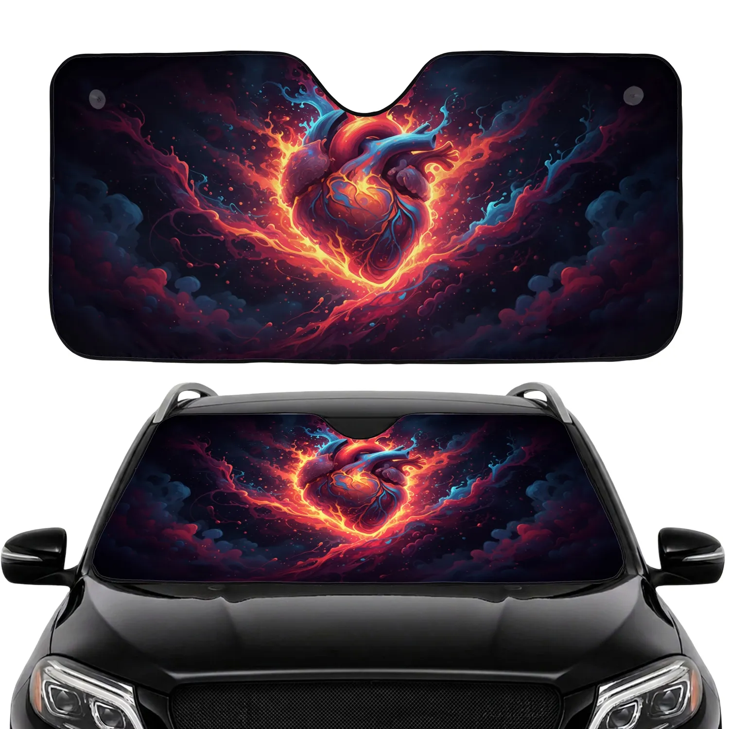 Swirling Heart Ethereal Nebula Light Trails - Car Interior Upgrade Car Sunshade - 1