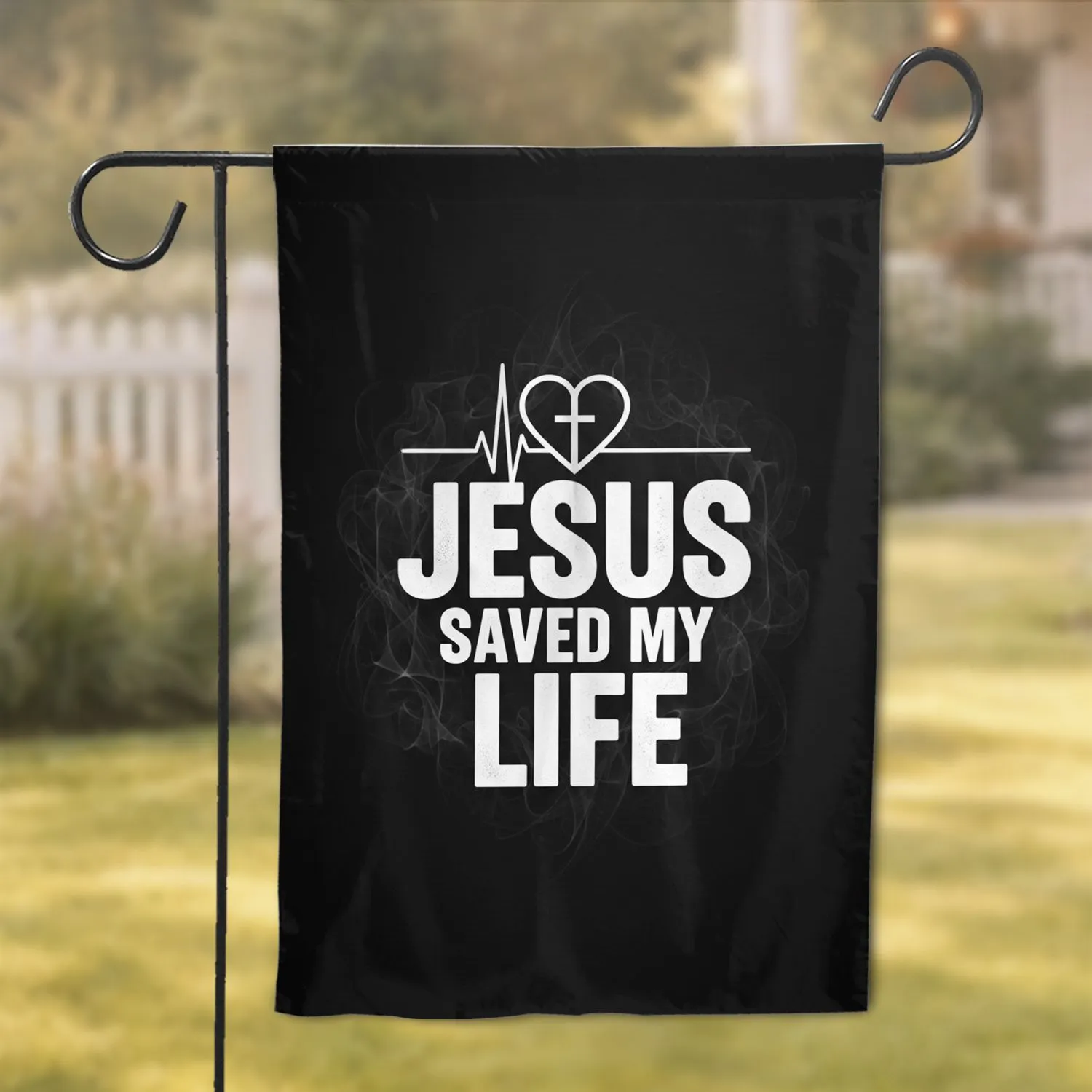 Jesus Saved My Life Heart Cross Faith Home Decor Gift for Christian Believers Garden Flag - 1