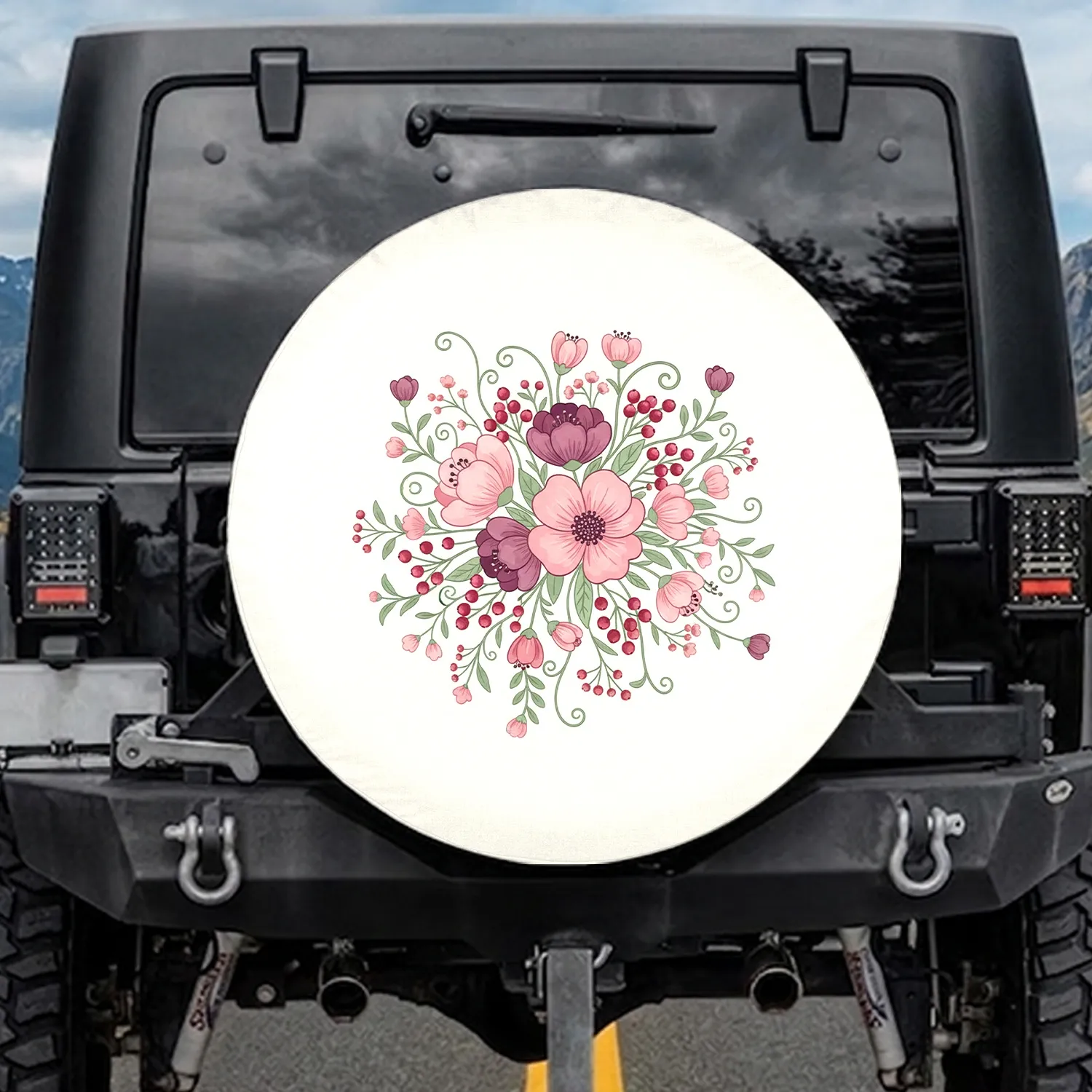 Wildflower Berry Cluster Floral Vines - Outdoor Decor Gift for Garden Lover Spare Tire Cover - 1