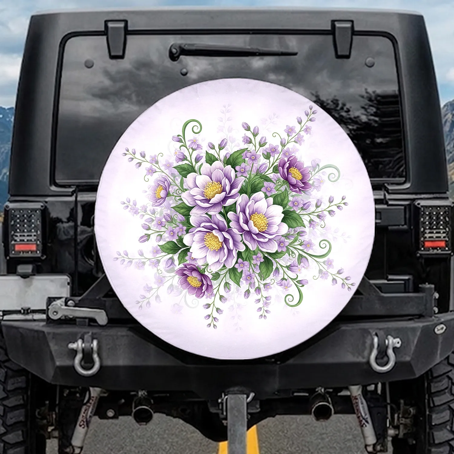 Purple Lavender Flowers Botanical Foliage - Garden Lover Home Decor Gift Spare Tire Cover - 1