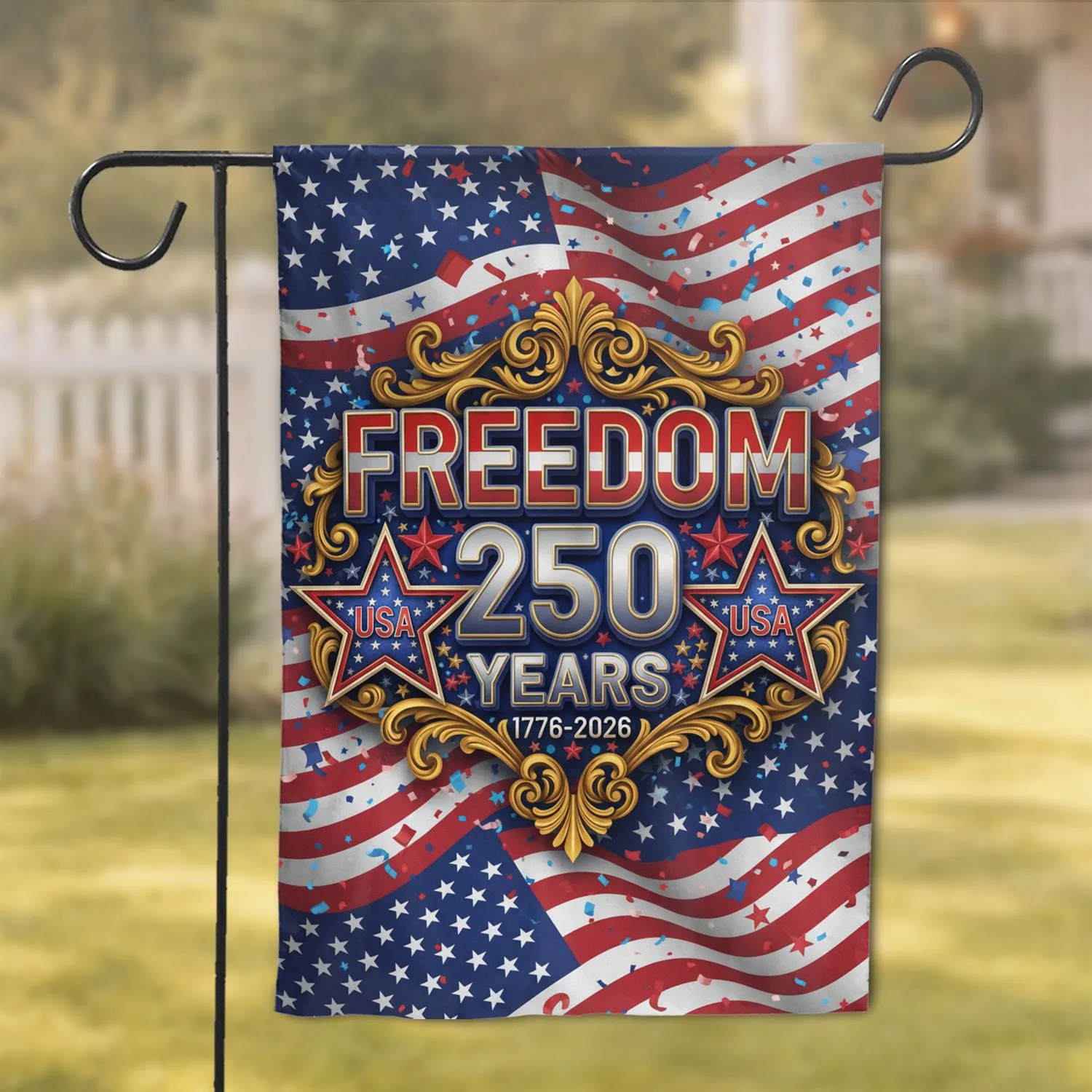 FREEDOM 250 YEARS USA Stars American Flag - 250th Anniversary Independence Day Garden Flag - 1