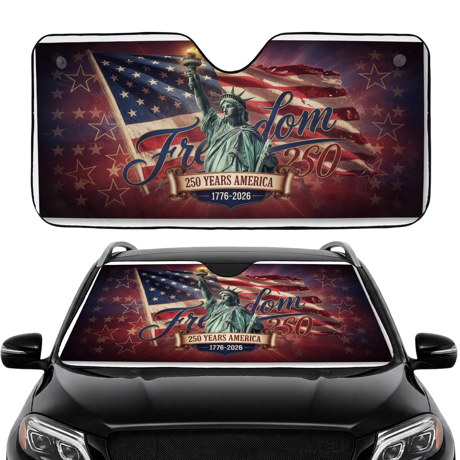 Statue of Liberty American Flag 250 Years - USA 250th Anniversary Independence Day Gift Car Sunshade - 1