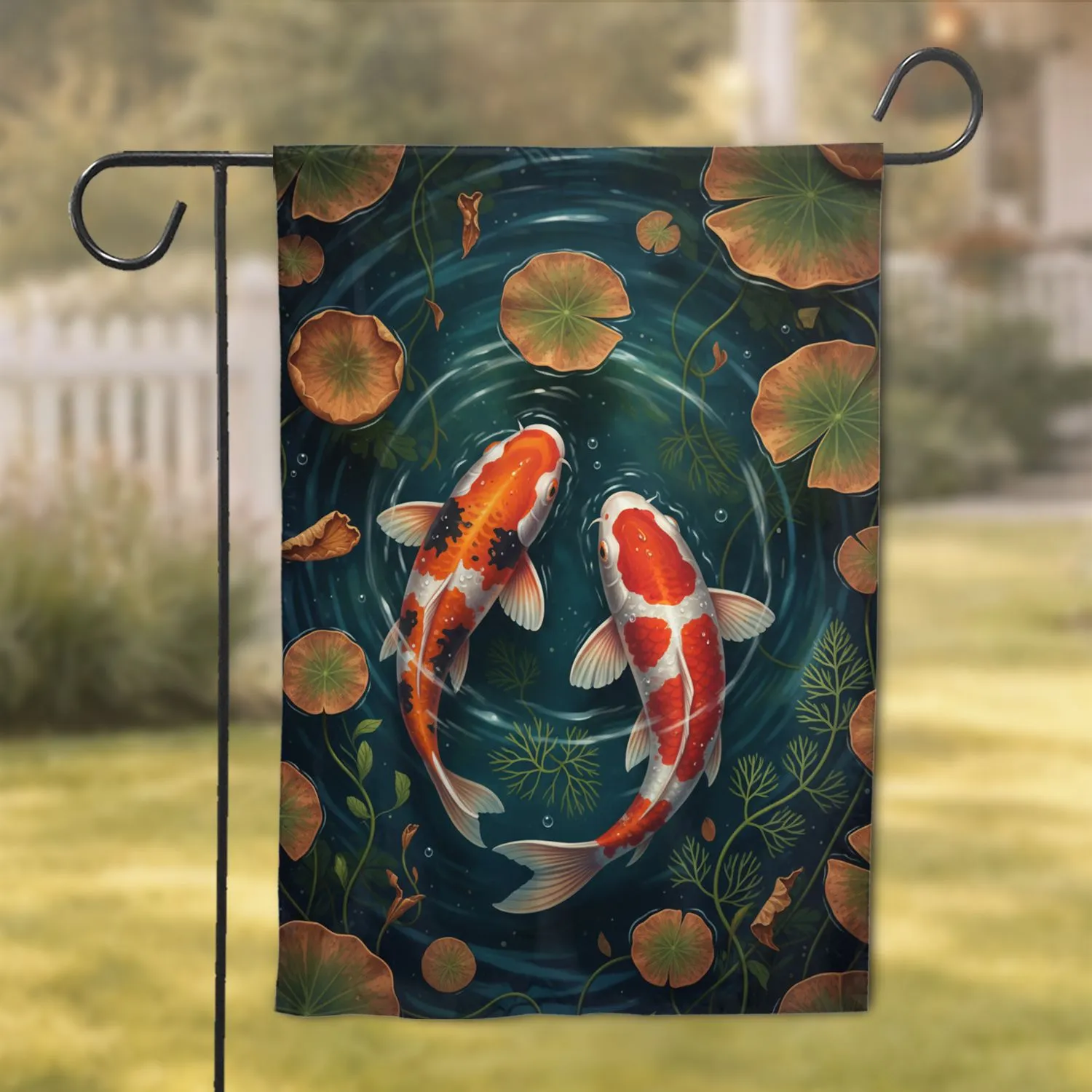 Sanke Kohaku Koi Fish Pond Water Lily - Home Decor Gift for Fish Lover Garden Flag - 1