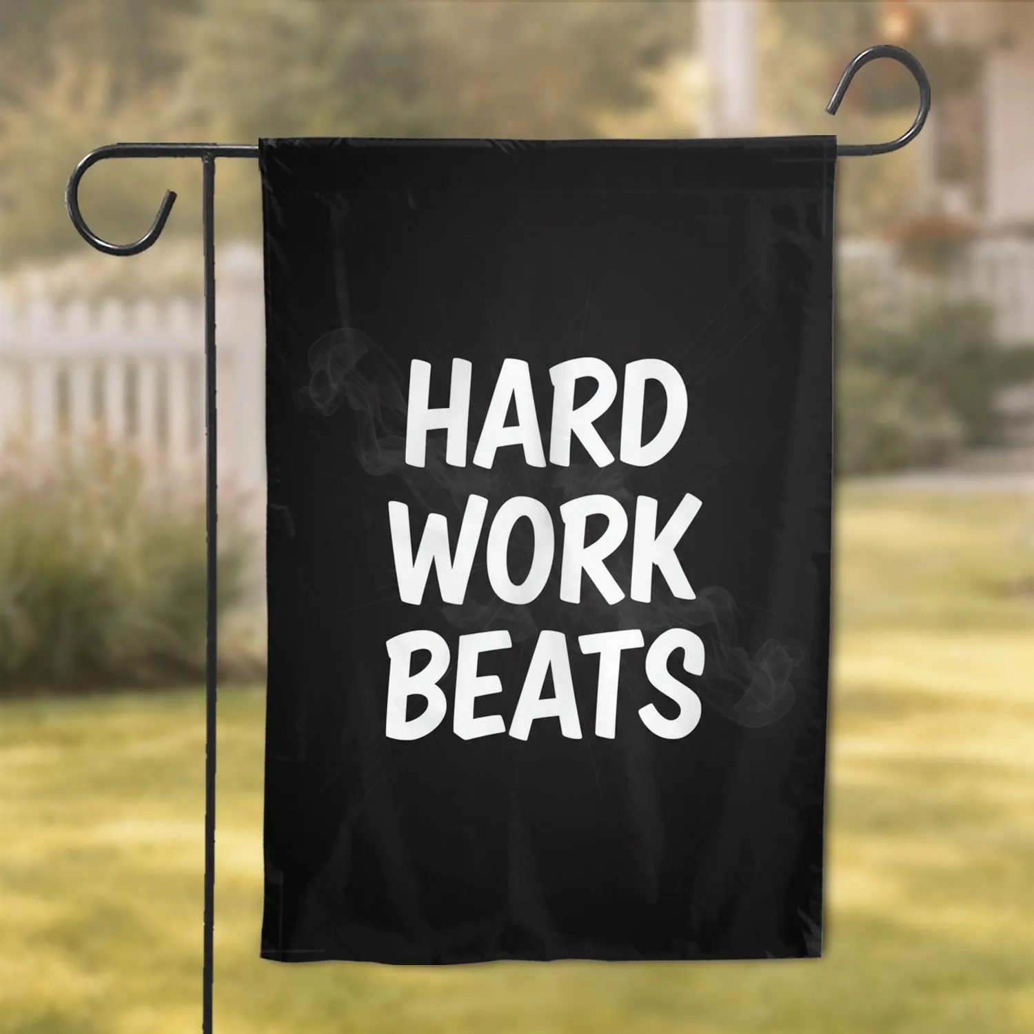 Hard Work Beats Message - Inspirational Achievement Decor for Goal Setters Garden Flag - 1