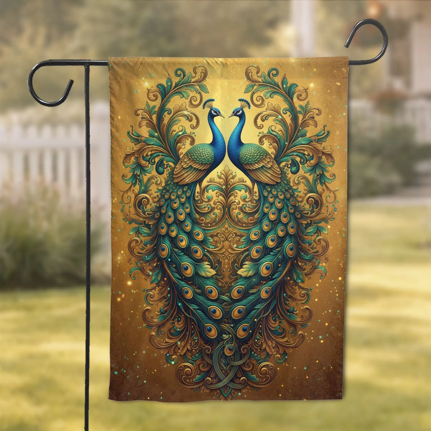 Peacocks Opulent Garden Iridescent Tails - Home Decor Gift for Wildlife Lover Garden Flag - 1