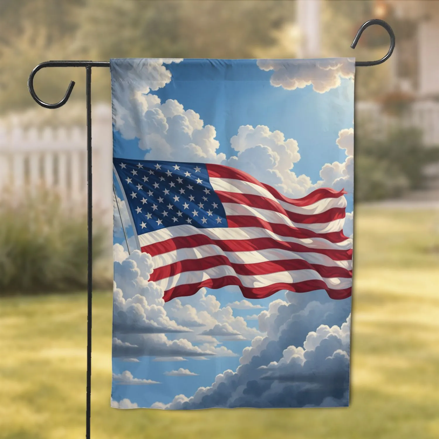 Dynamic American Flag Sky Clouds - Patriotic Independence Day Home Decor for Veterans Garden Flag - 1