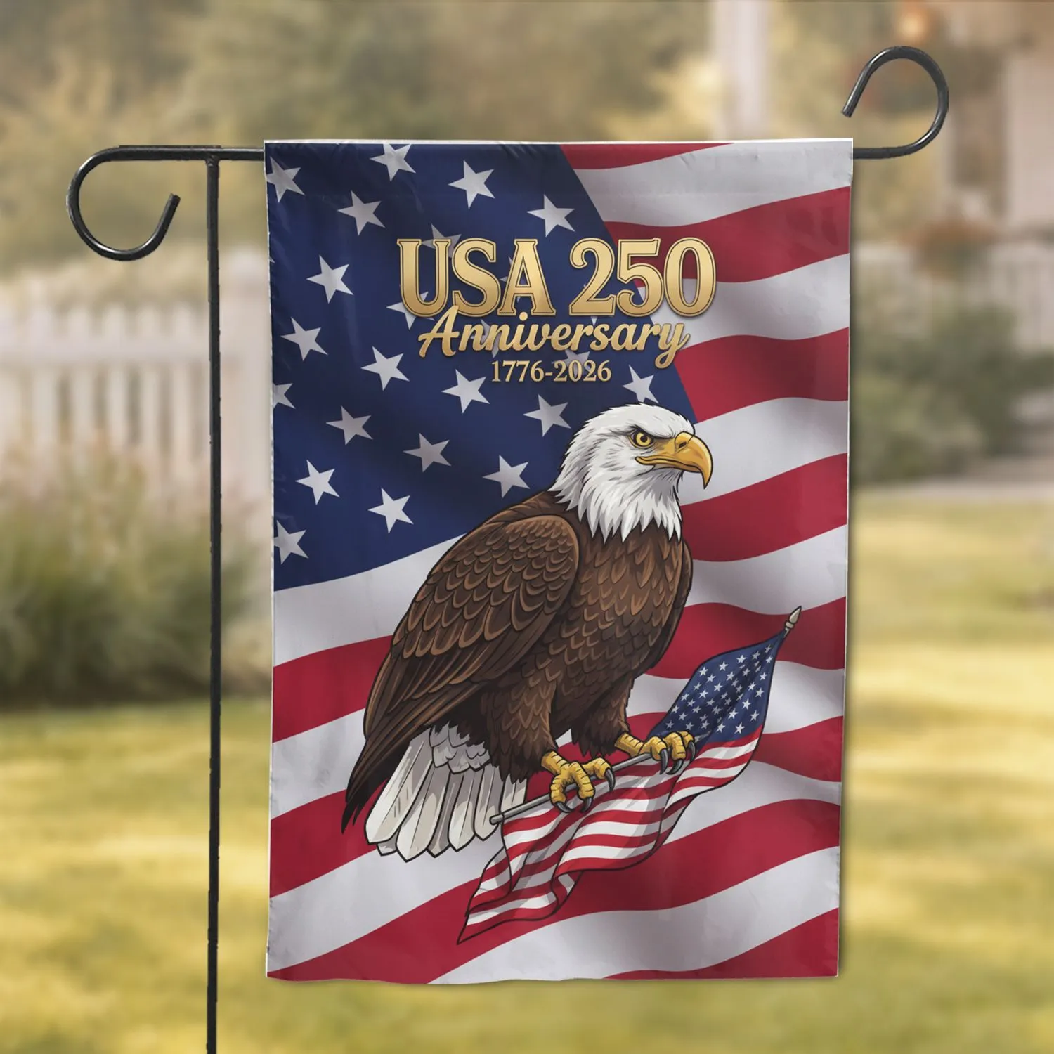 Bald Eagle American Flag 1776-2026 USA 250th Anniversary Independence Day Gift for Dad Garden Flag - 1