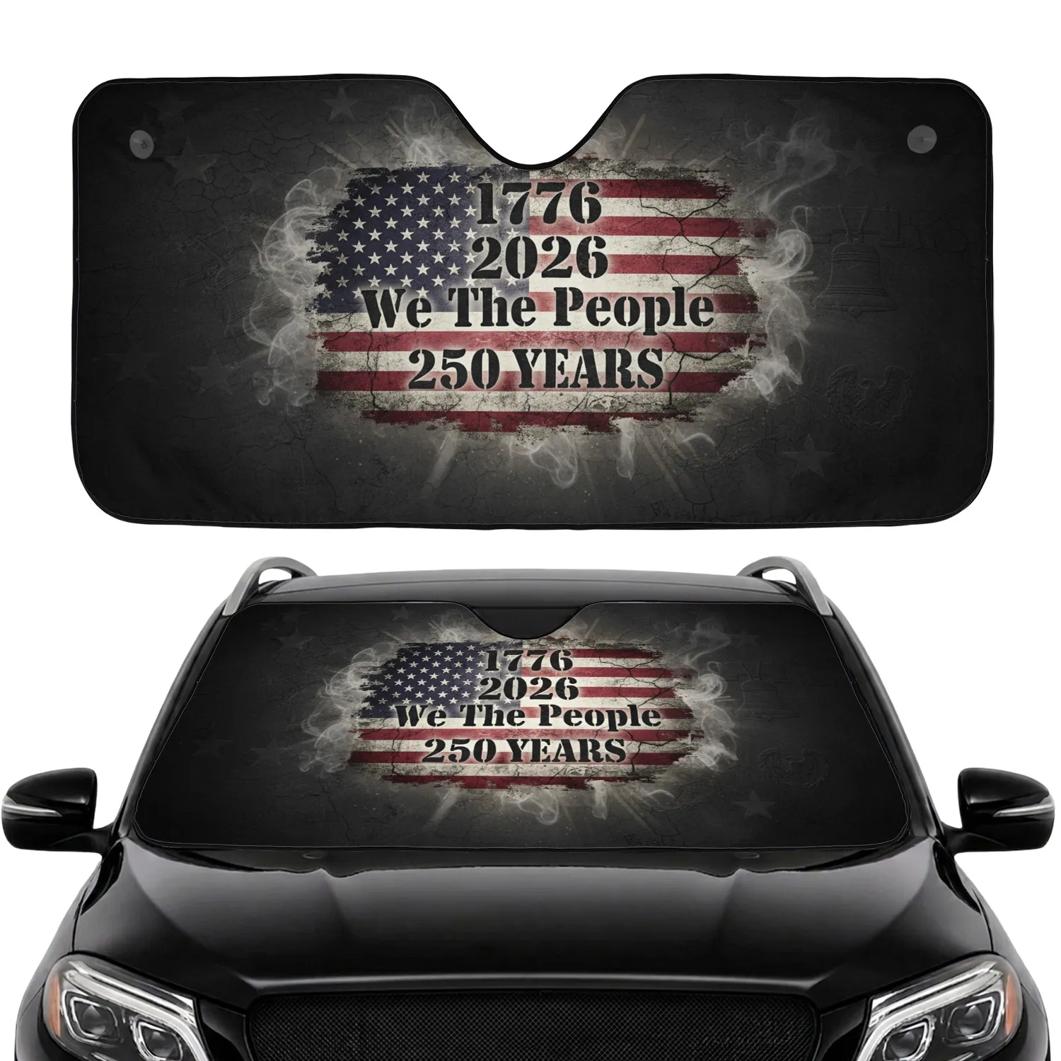 Historic American Flag 1776-2026 We The People - USA 250th Anniversary Car Interior Upgrade Car Sunshade - 1