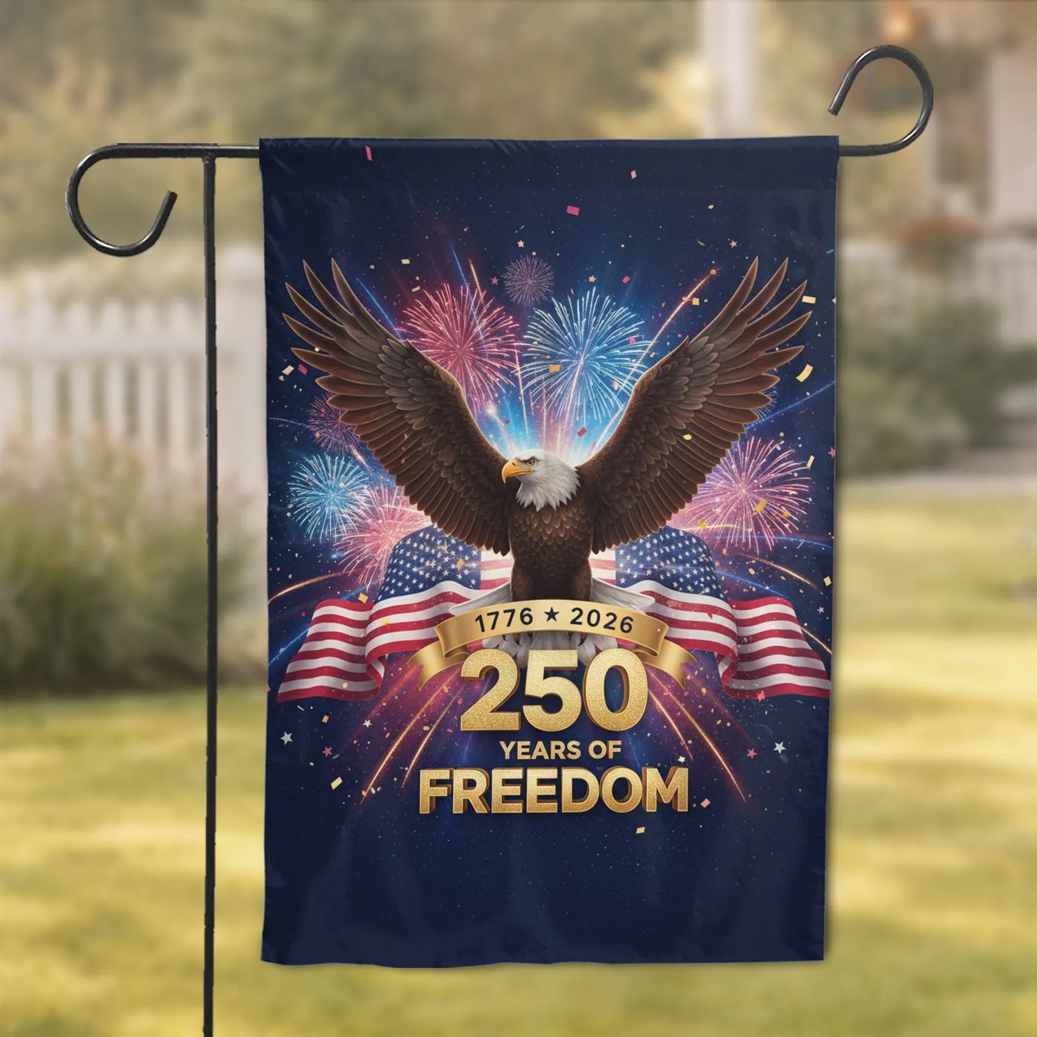 Bald Eagle American Flag 1776-2026 USA 250th Anniversary Independence Day for Veterans Garden Flag - 1