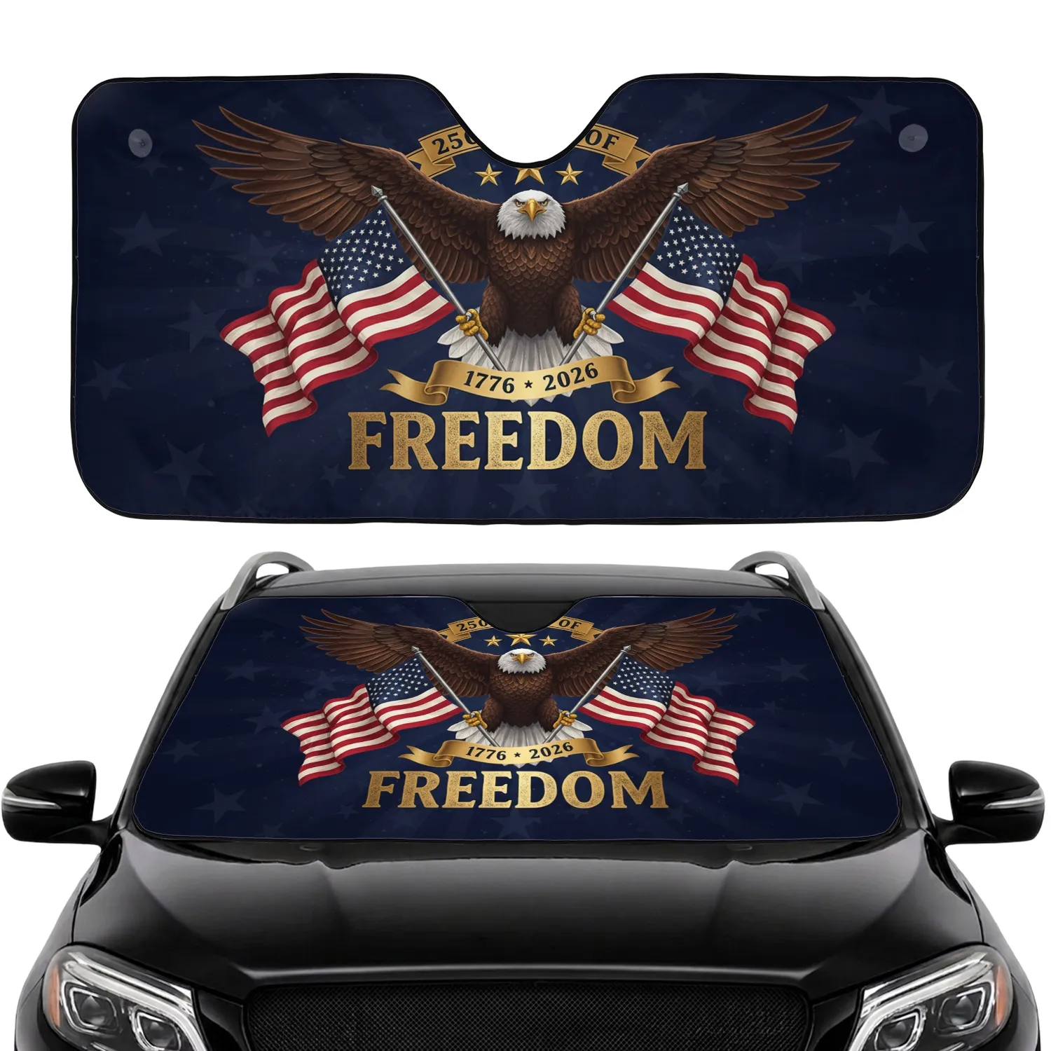 Bald Eagle American Flag 1776-2026 - USA 250th Anniversary Car Interior Upgrade Car Sunshade - 1