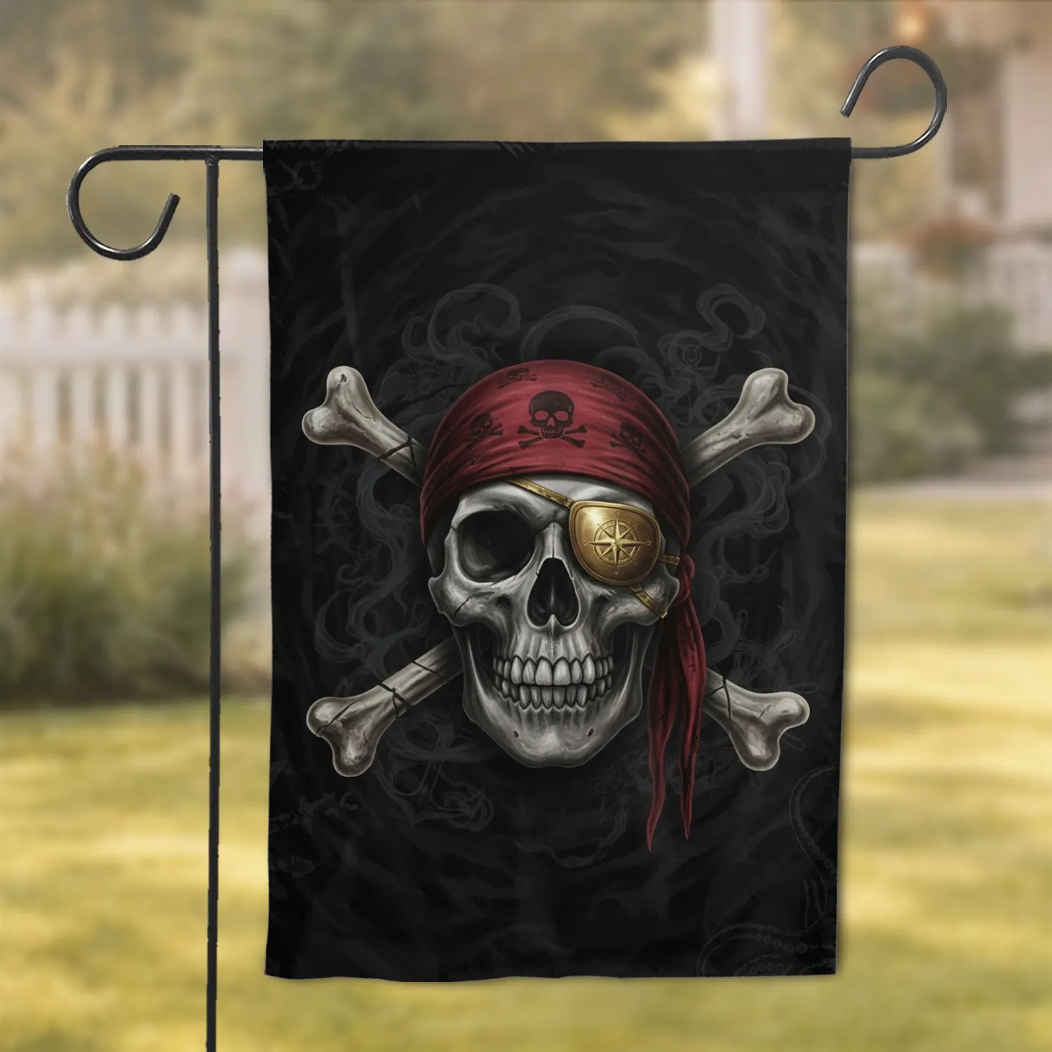Jolly Roger Skull Pirate Eyepatch - Halloween Home Decor Gift for Pirate Lover Garden Flag - 1