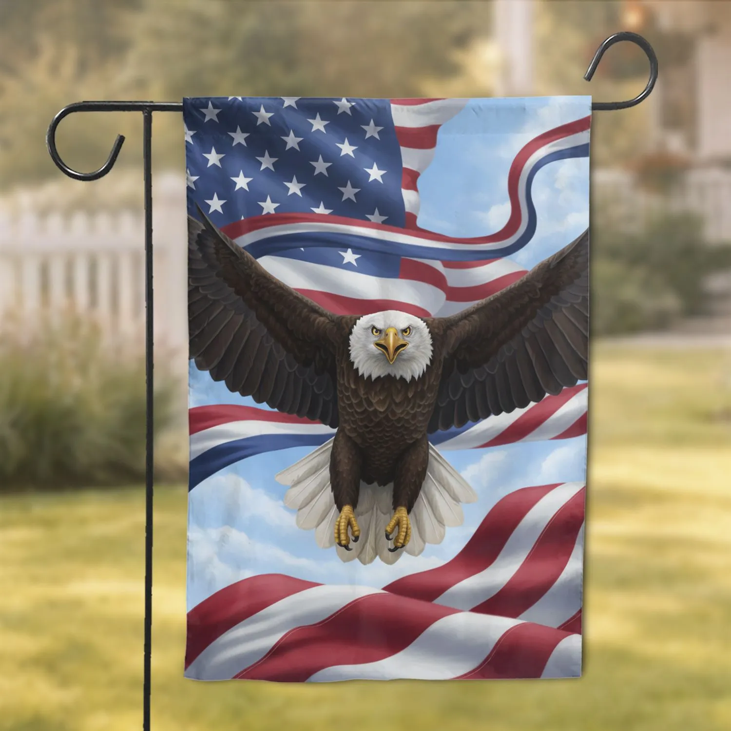 Majestic Bald Eagle American Flag - Independence Day Patriotic Home Decor Garden Flag - 1