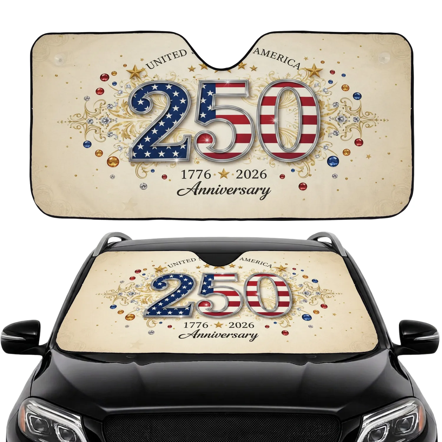 250 United States Anniversary 1776-2026 - Independence Day Car Interior Upgrade Car Sunshade - 1