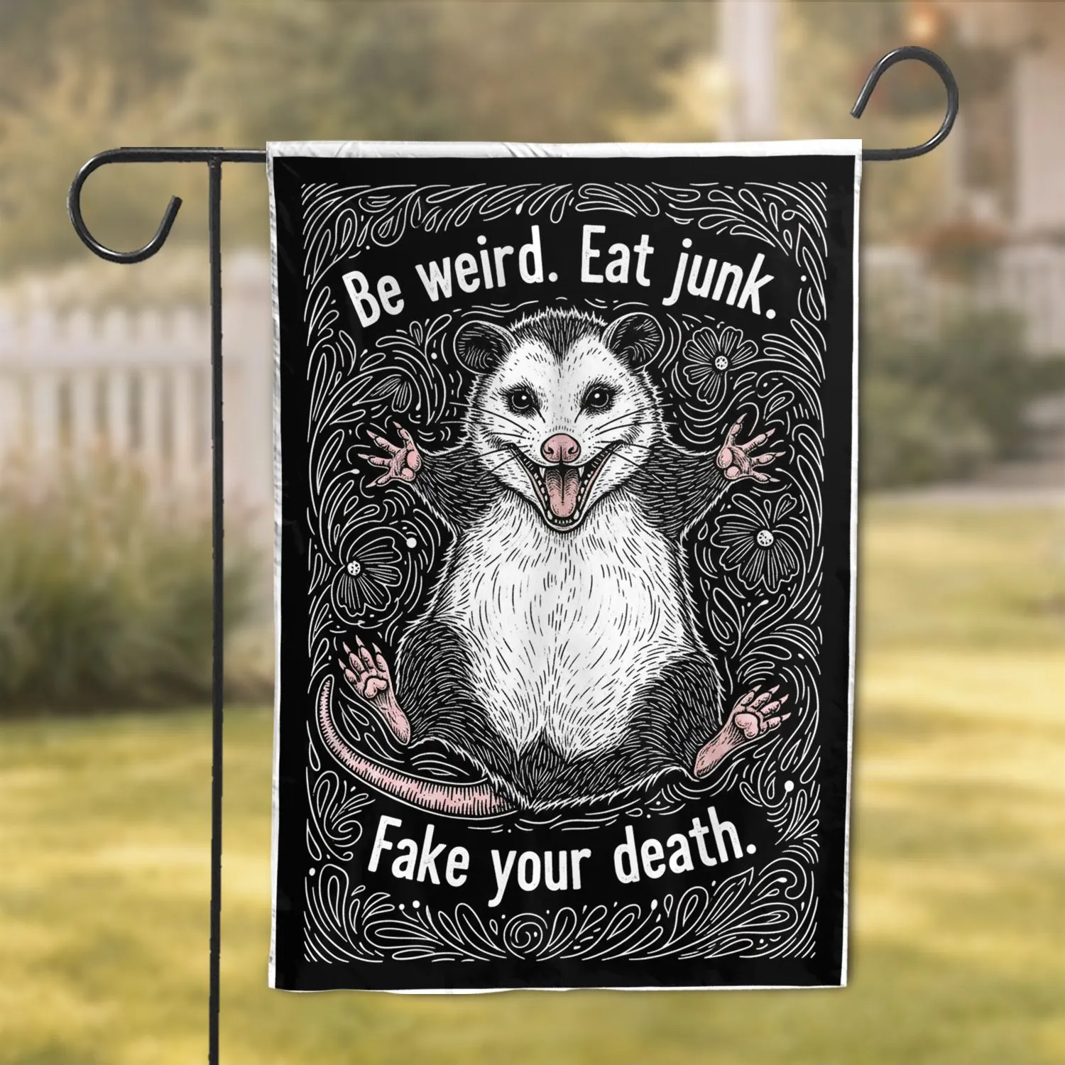 Opossum Playing Dead Sayings - Unique Home Decor Gift for Opossum Lover Garden Flag - 1
