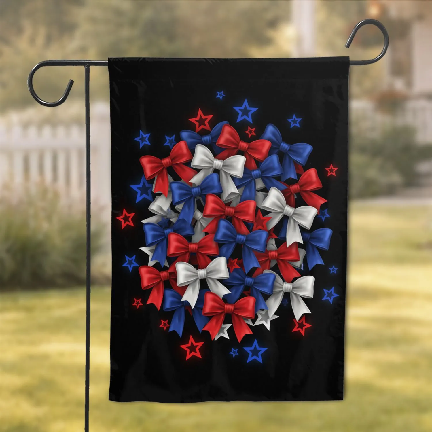 Patriotic Bows Stars - Independence Day Celebration Home Decor Garden Flag - 1