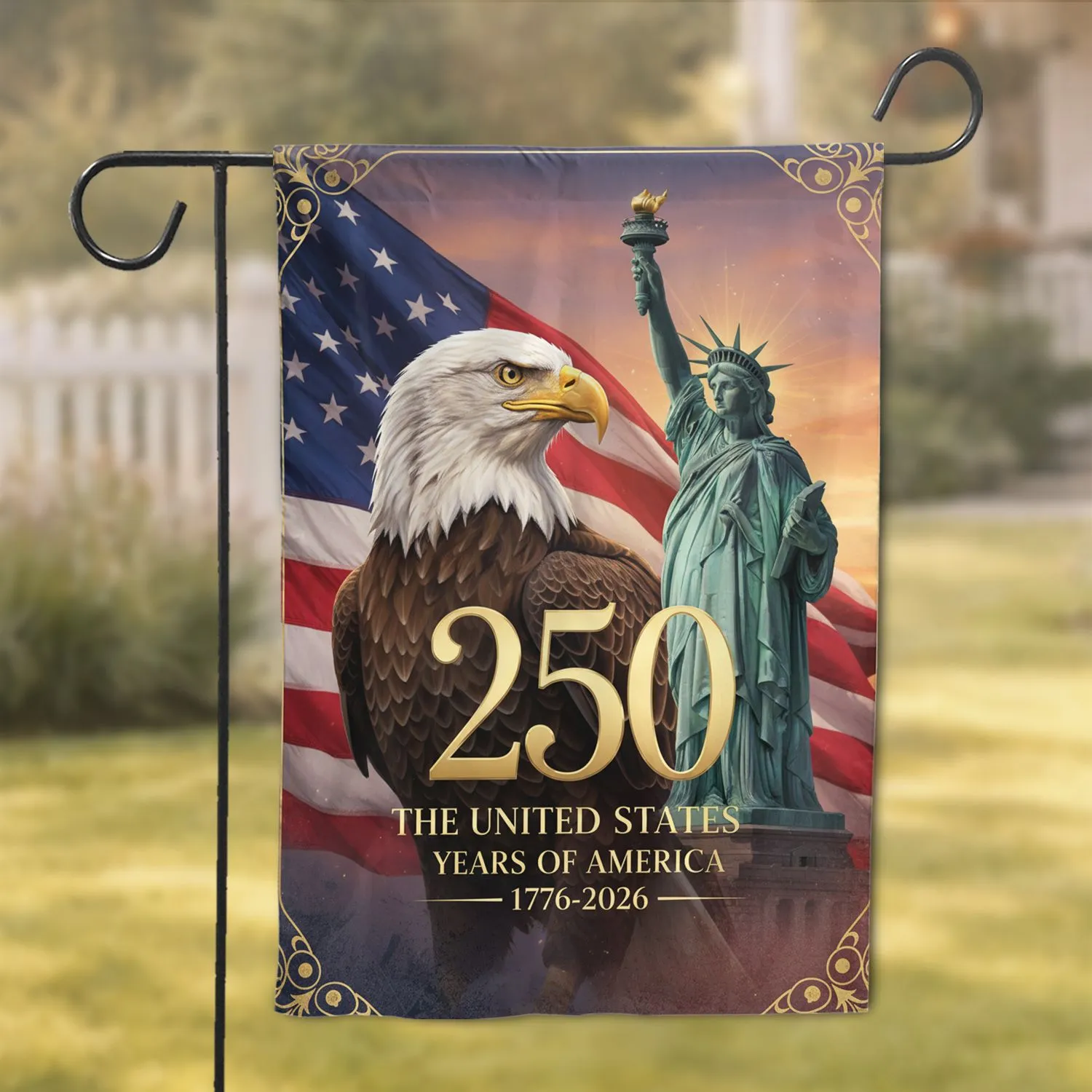 Bald Eagle Statue of Liberty American Flag - 250th Anniversary 1776-2026 Independence Day Garden Flag - 1