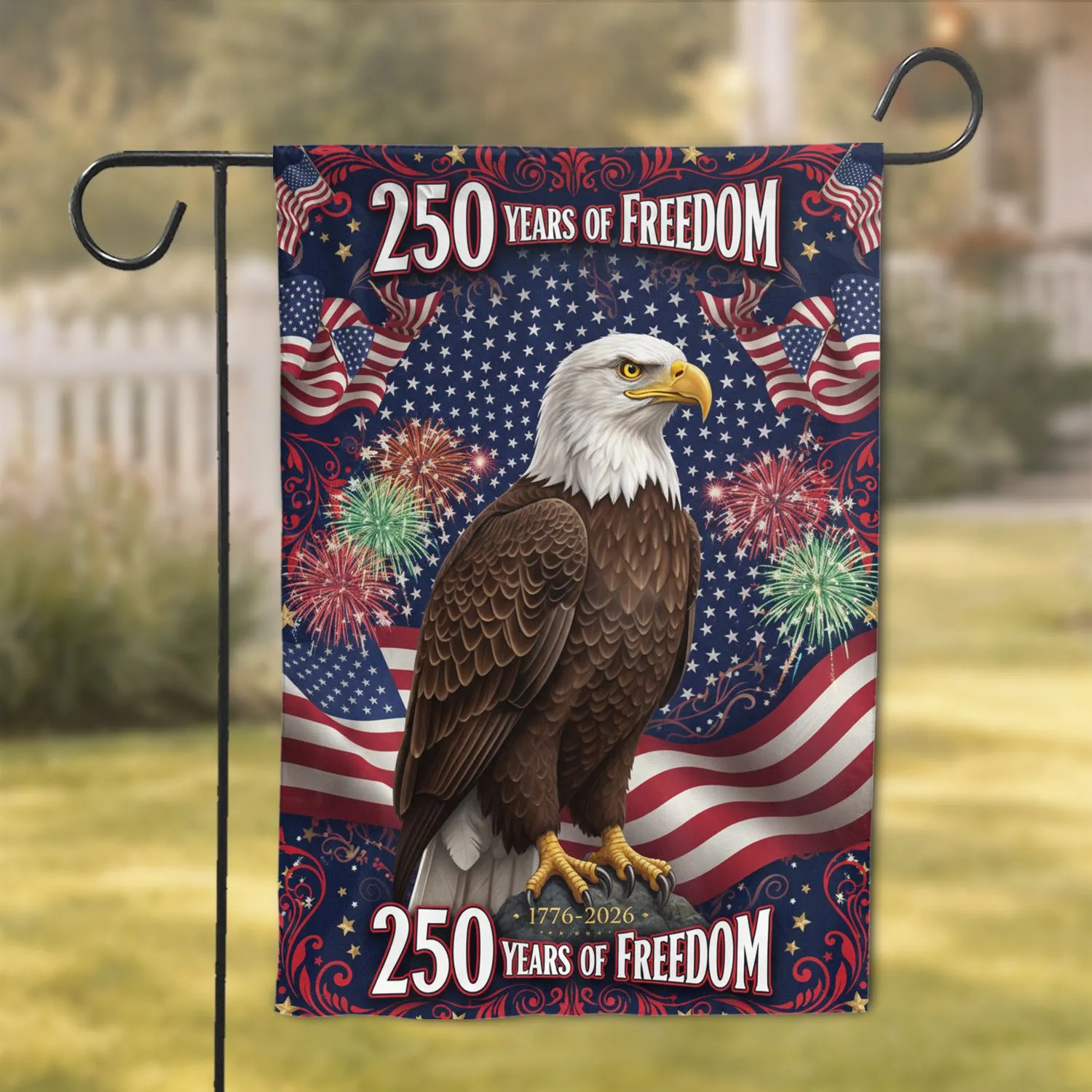 Bald Eagle American Flag 1776-2026 - USA 250th Anniversary Independence Day Gift for Dad Garden Flag - 1