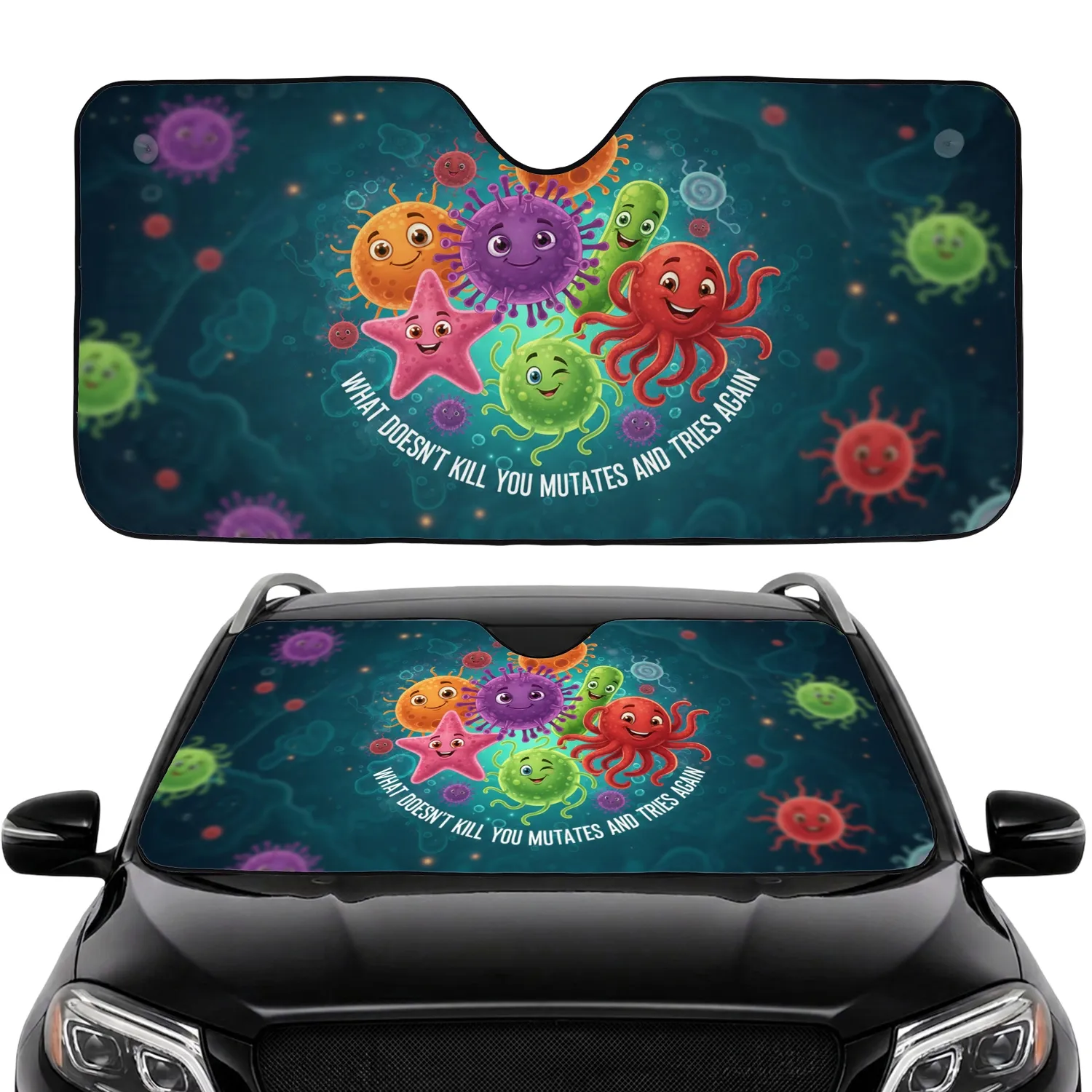 Microbe Cell Quote Mutates Tries Again - Car Interior Upgrade Car Sunshade - 1