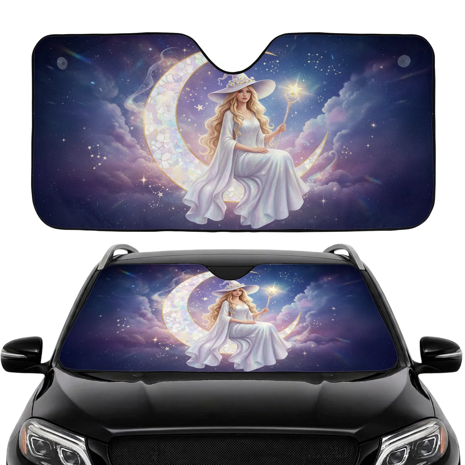 Witch Crescent Moon Glowing Staff - Car Interior Upgrade for Witch Lover Car Sunshade - 1