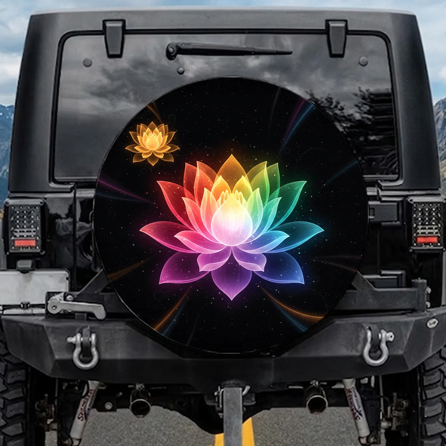 Lotus Flower Celestial Stardust Bloom - Vehicle Decor Gift Spare Tire Cover - 1