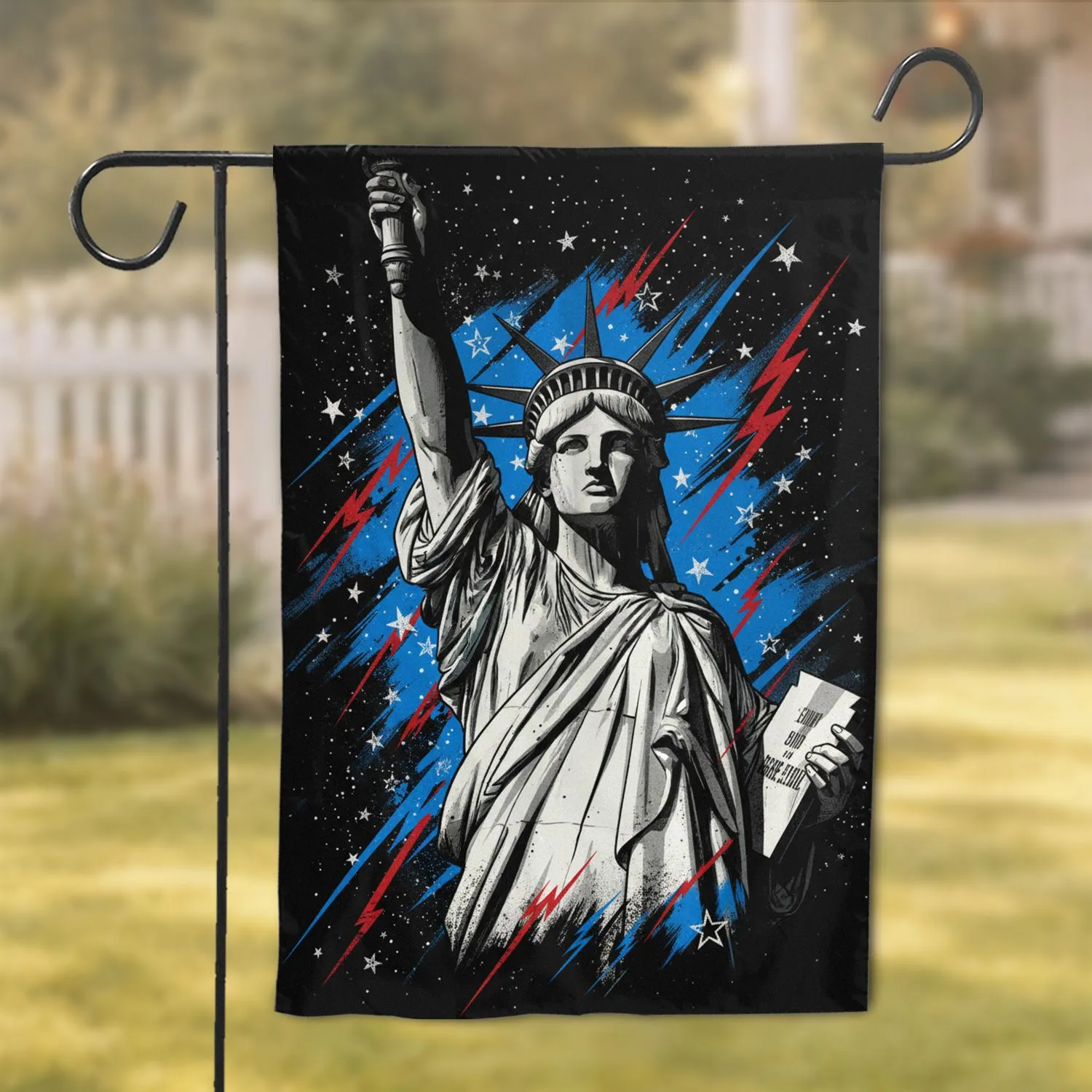 Patriotic Statue of Liberty Independence Day Gift for Veterans Garden Flag - 1