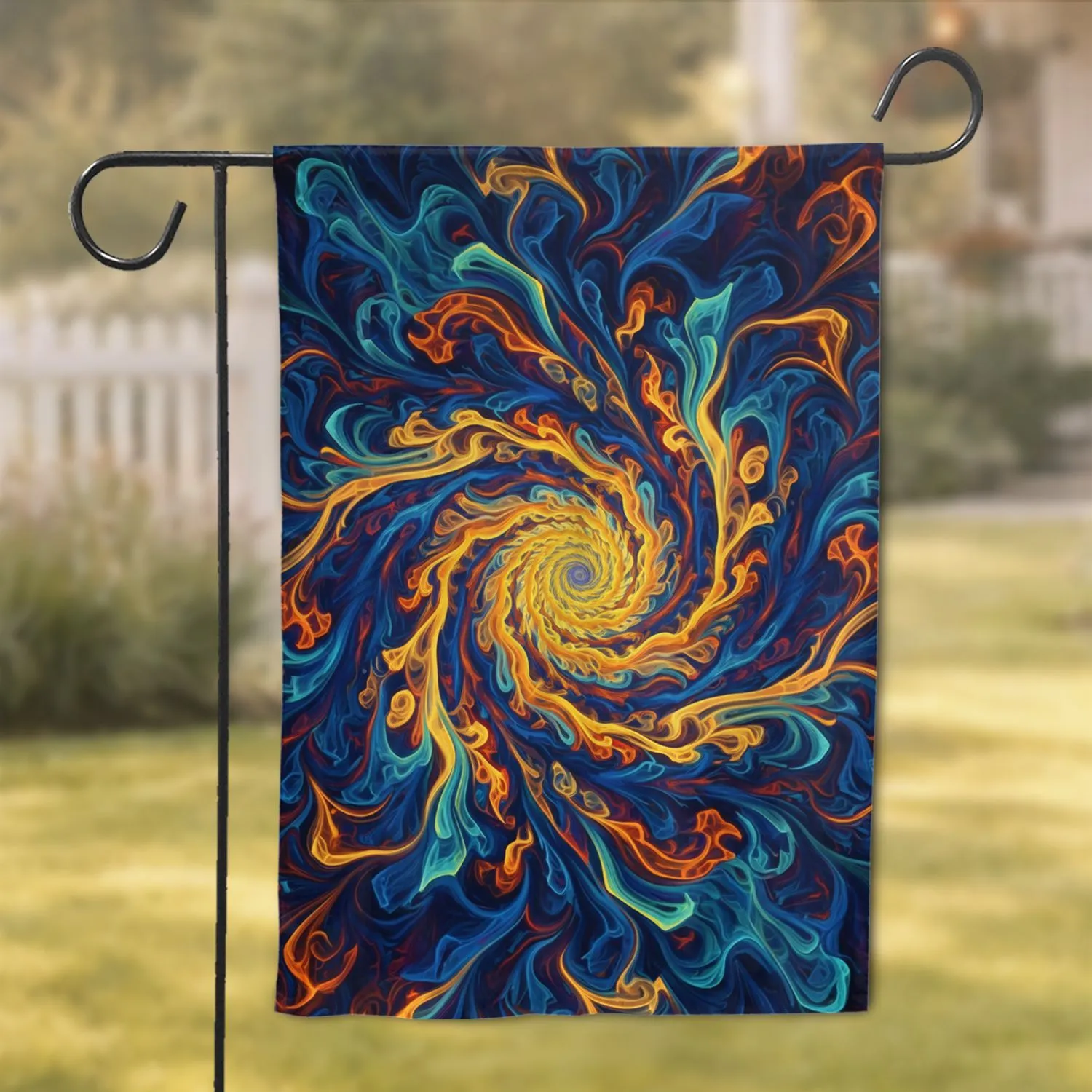 Multi-layered Iridescent Liquid Light Fractal Swirls Vortex Composition - Home Decor Gift Garden Flag - 1