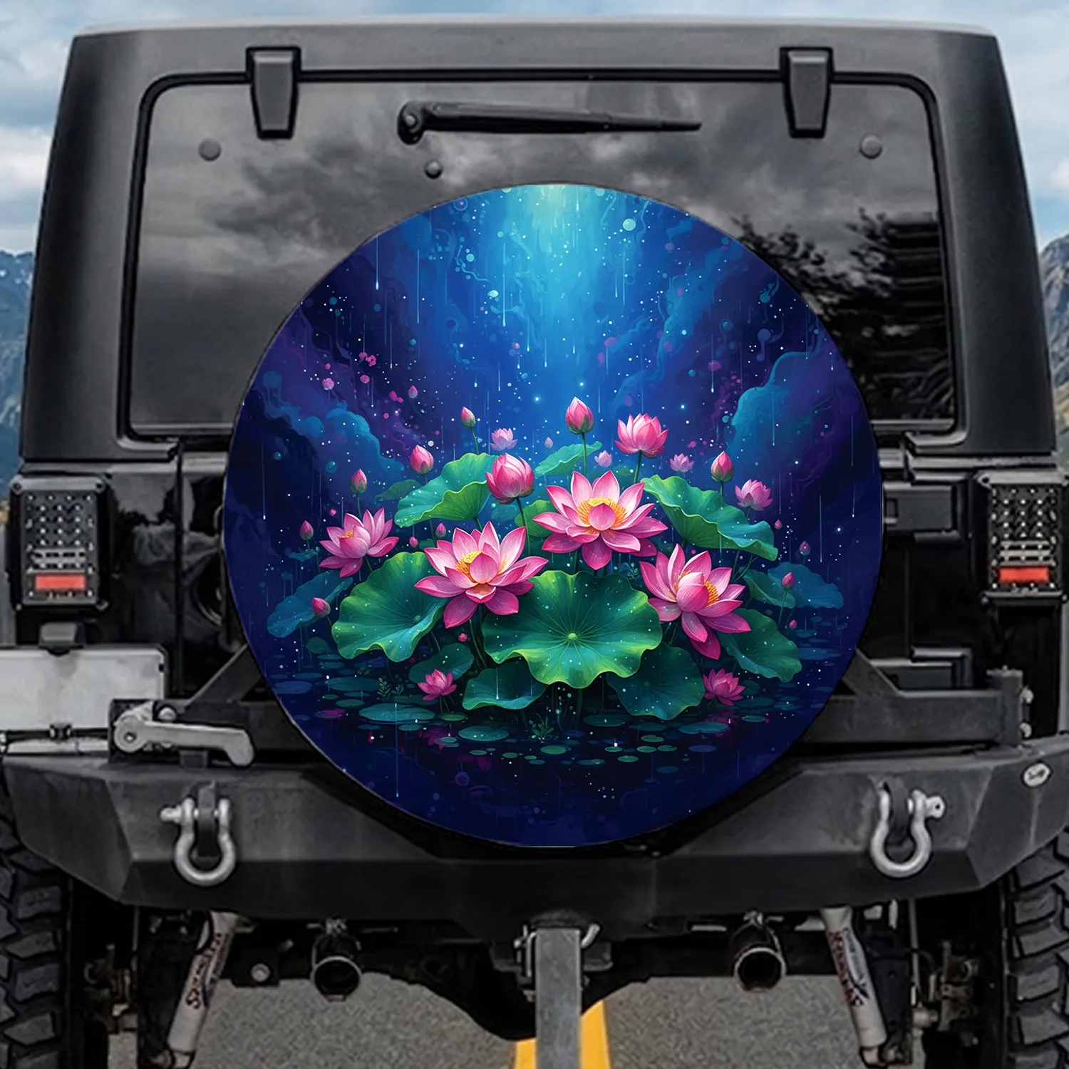Lotus Flowers Aquatic Dreamscape - Meditative Home Decor Gift for Yoga Lover Spare Tire Cover - 1