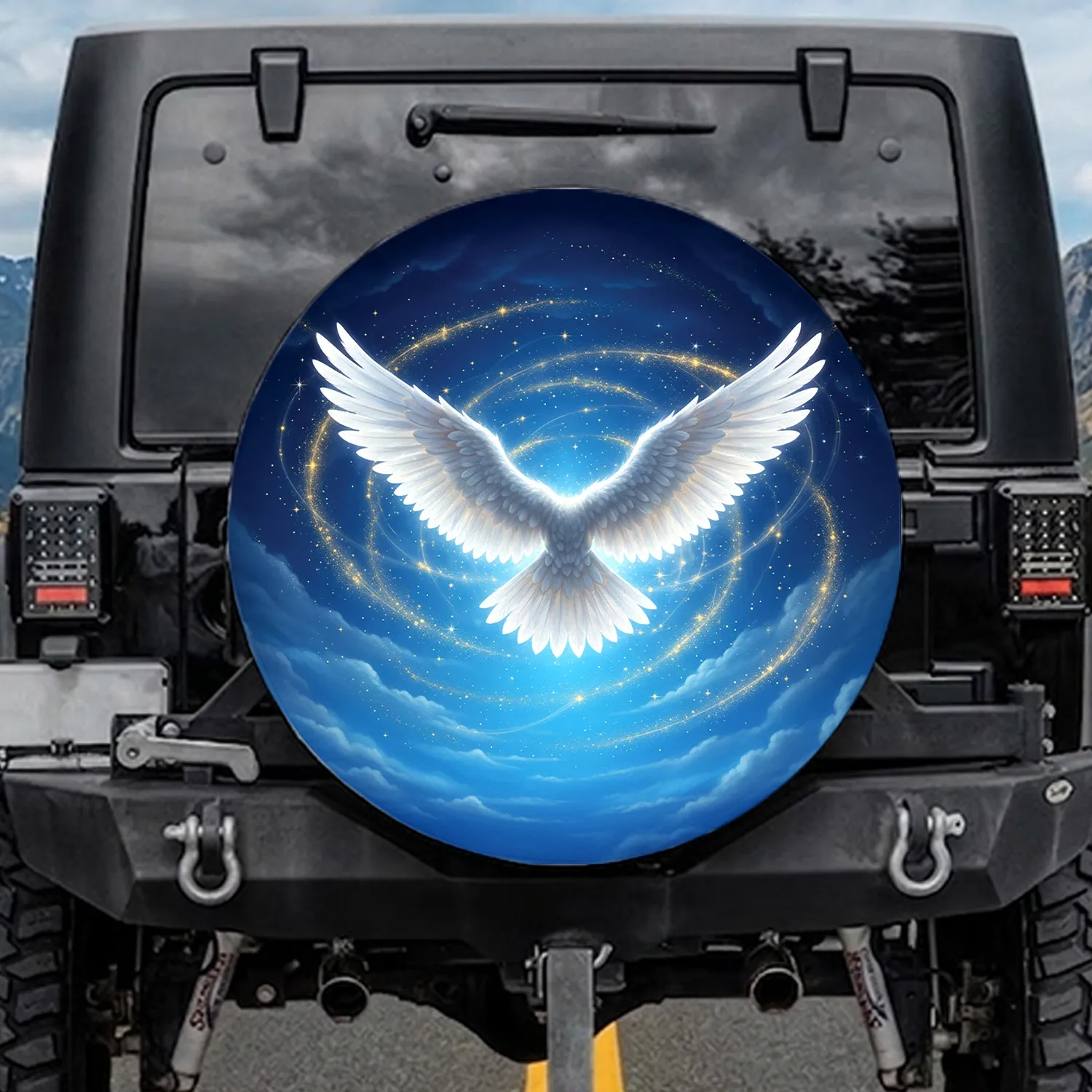 Avian Wings Golden Starlight - Fantasy Lover Home Decor Gift Spare Tire Cover - 1