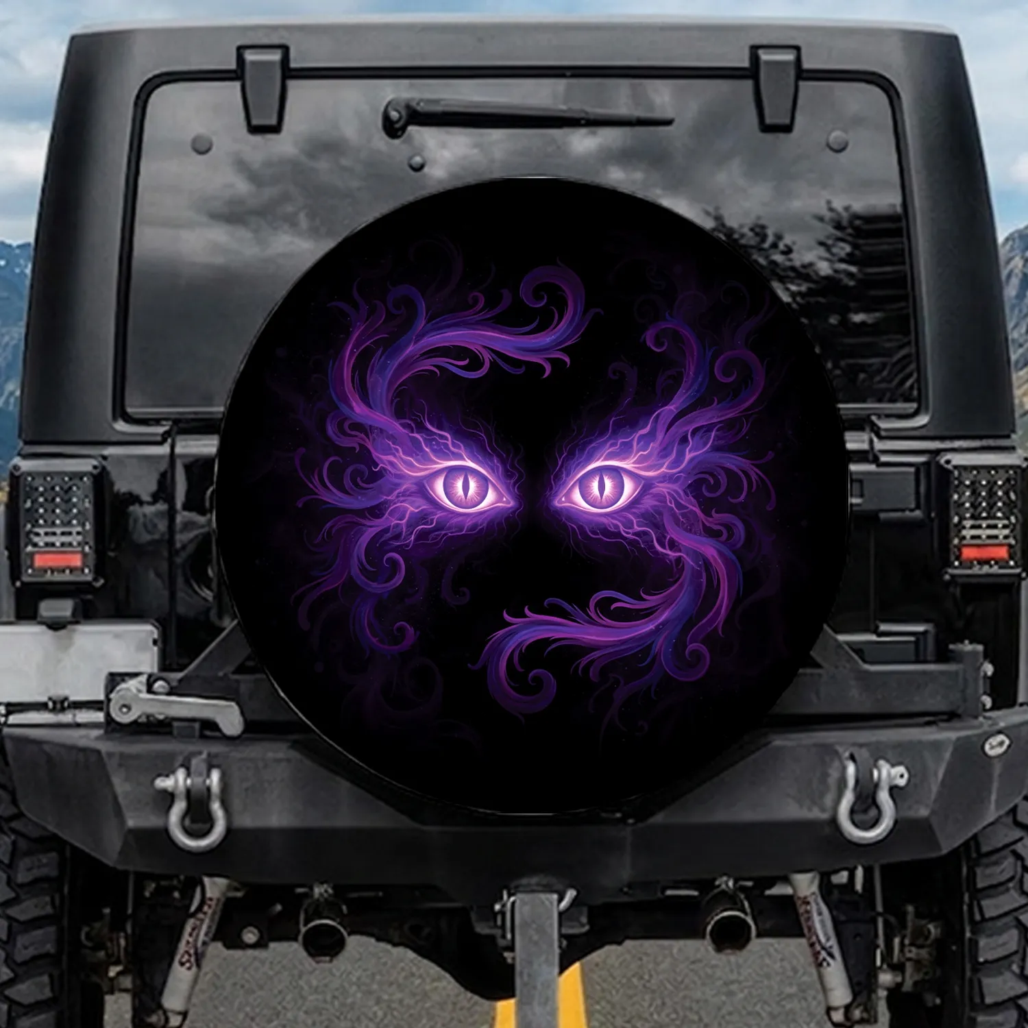 Piercing Glowing Fantastical Eyes Magical Flames - Fantasy Lover Gift Spare Tire Cover - 1