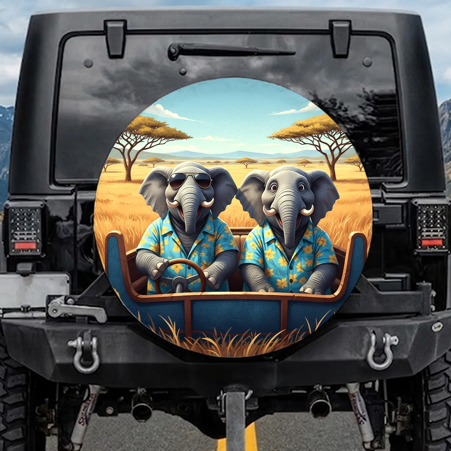 Elephants Hawaiian Shirts Savanna - Adventure Travel Accessory Gift Spare Tire Cover - 1