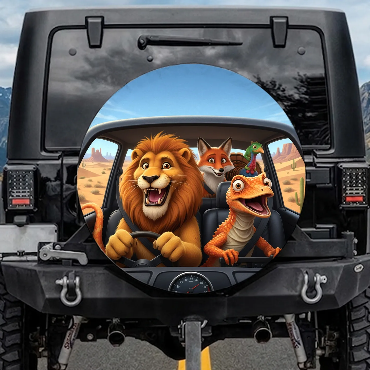Funny Animal Road Trip Desert Adventure - Travel Essentials Gift for Travelers Spare Tire Cover - 1