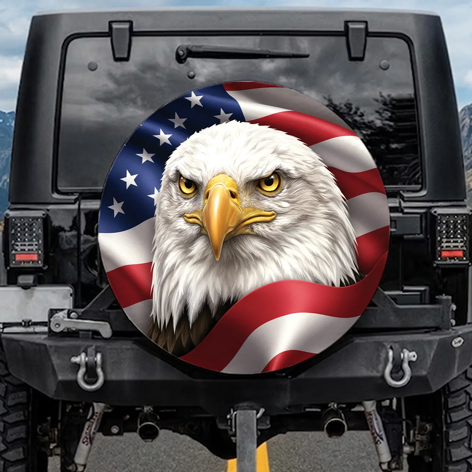 Bald Eagle American Flag Patriotic Celebration - Independence Day Gift for Veterans Spare Tire Cover - 1